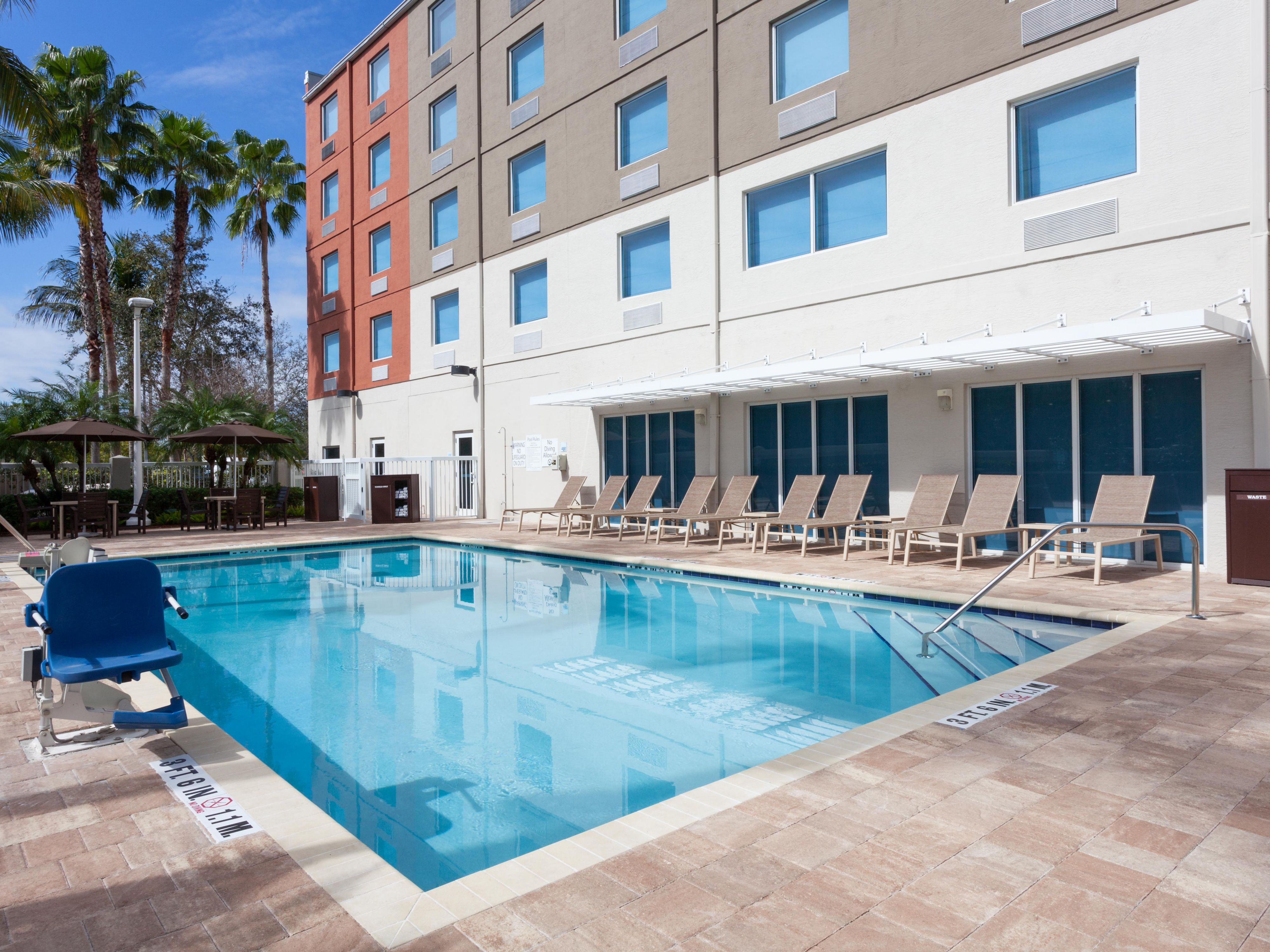 We are just a few minutes drive to beautiful beaches and local attractions!  Plus an outdoor pool located on property for your enjoyment. 