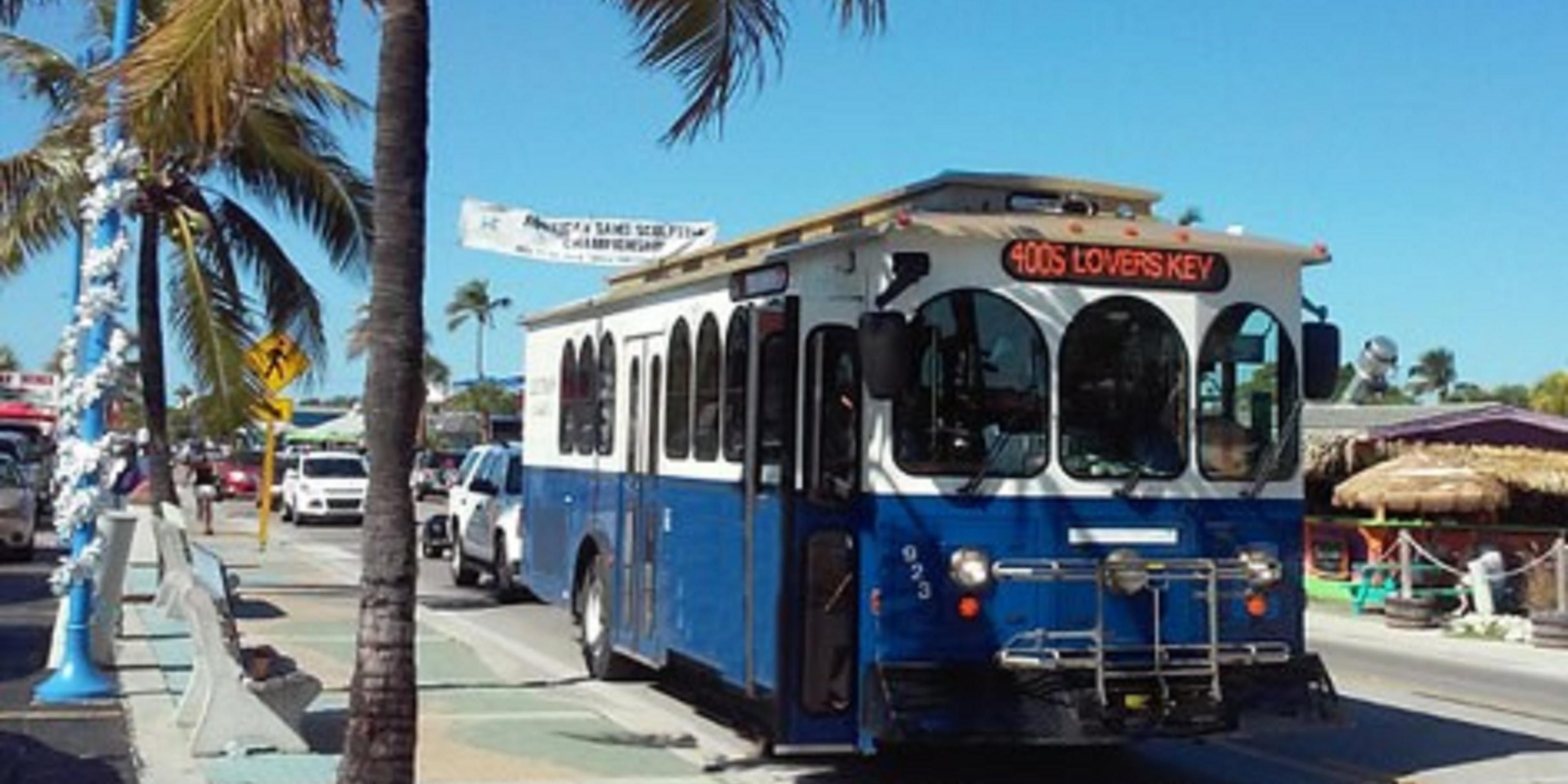 Hop on the Lee Tran Trolley and ride to Fort Myers Beach for less than a dollar.