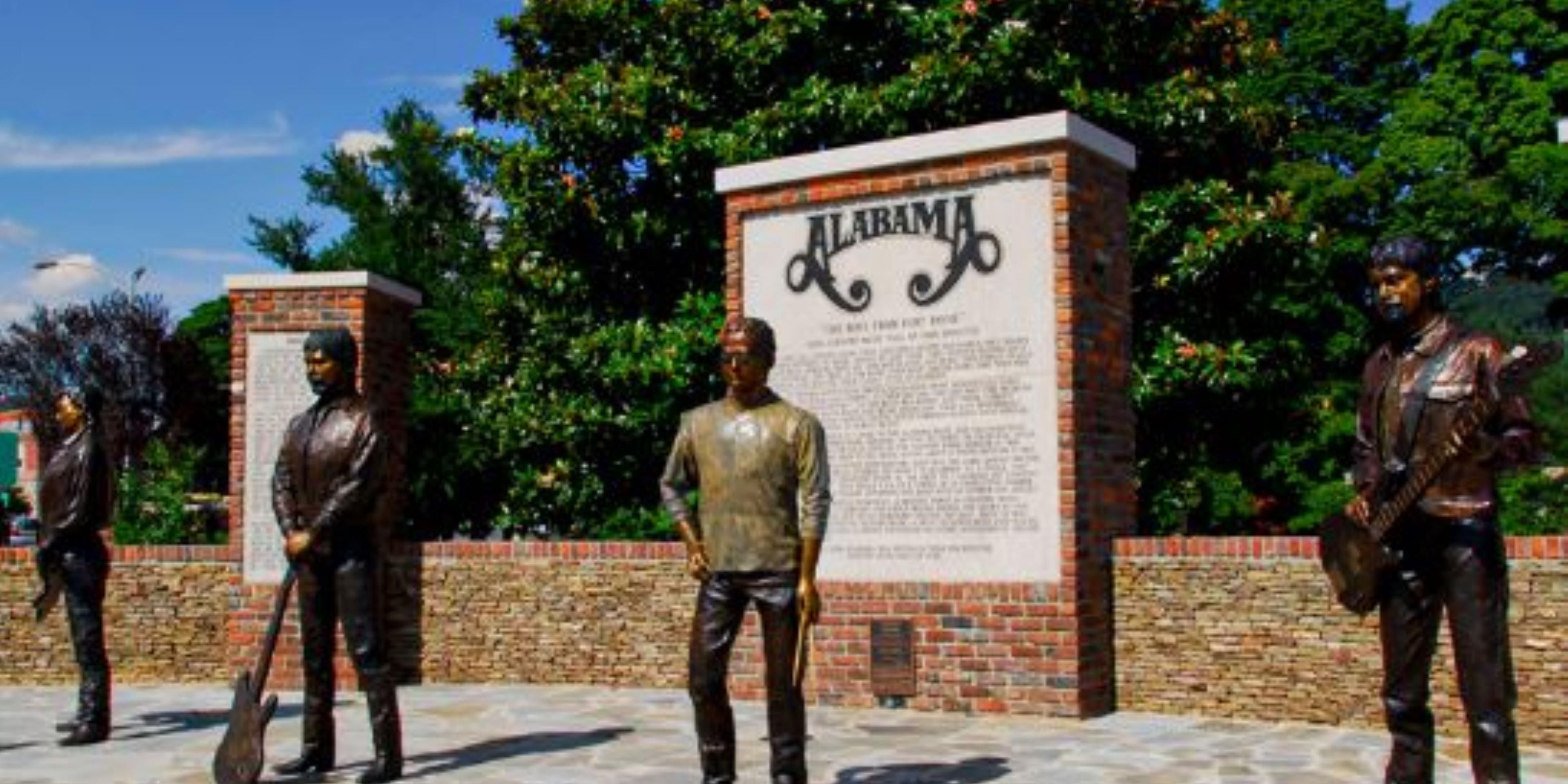 Visit the ALABAMA Museum featuring over 50 years of country music memorabilia.  
This museum houses awards and achievements, collections from the bands youth and a gift shop. View bronze statues of Randy Owen, Teddy Gentry, Jeff Cook and Mark Herndon at Fort Payne City Park. 
