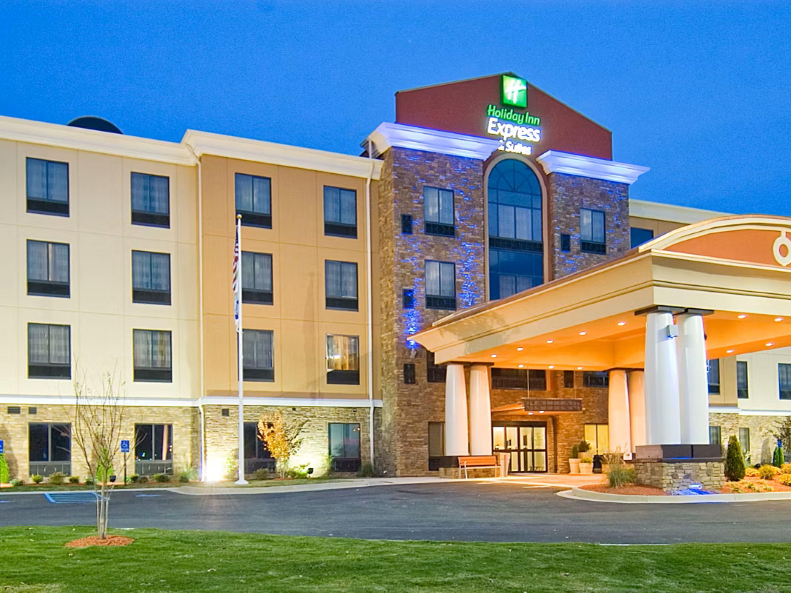 Our well lit hotel is easy to find even at night! 