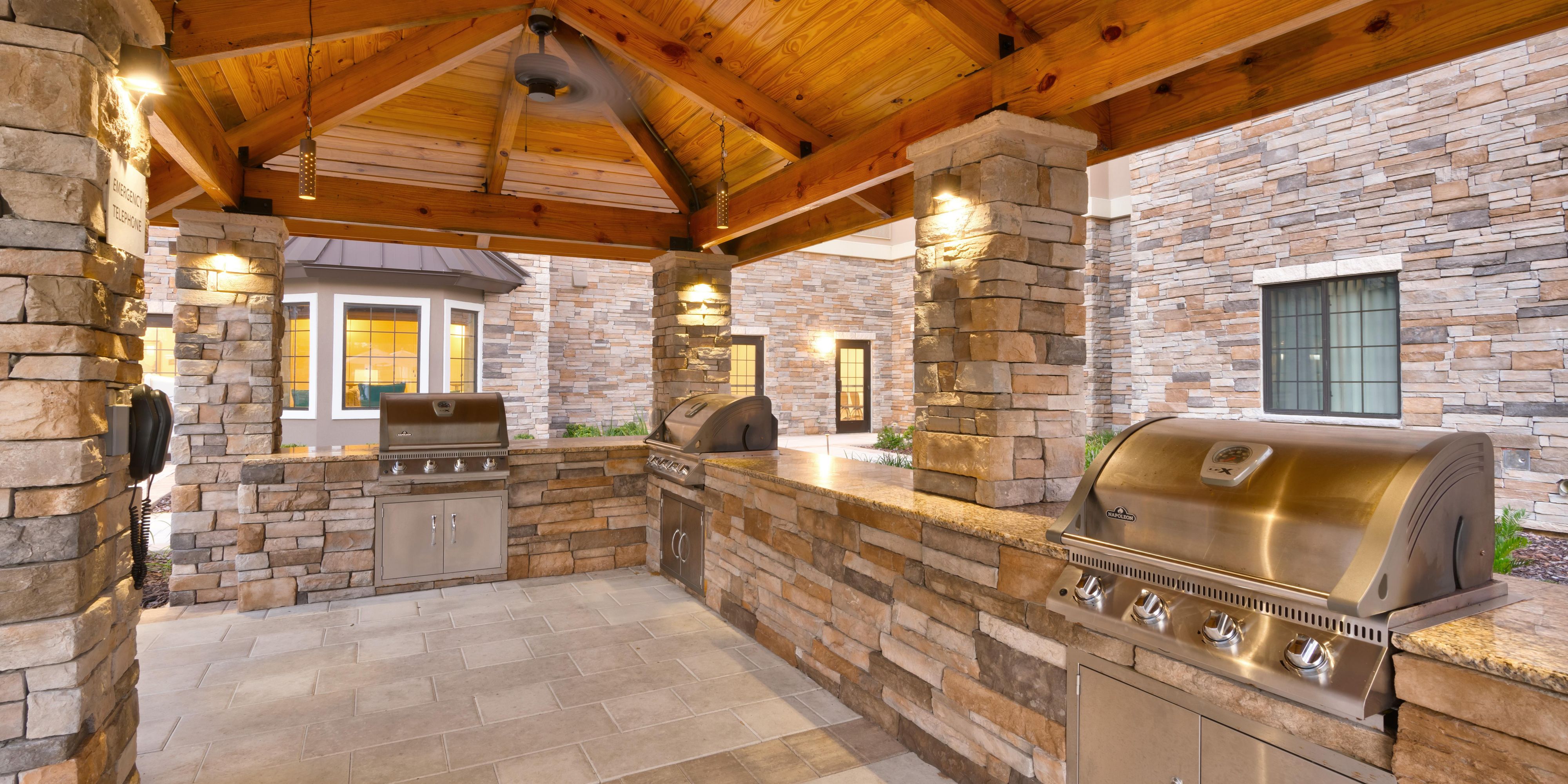We offer our guests use of our grill area which has 3 grills and outdoor dining. 