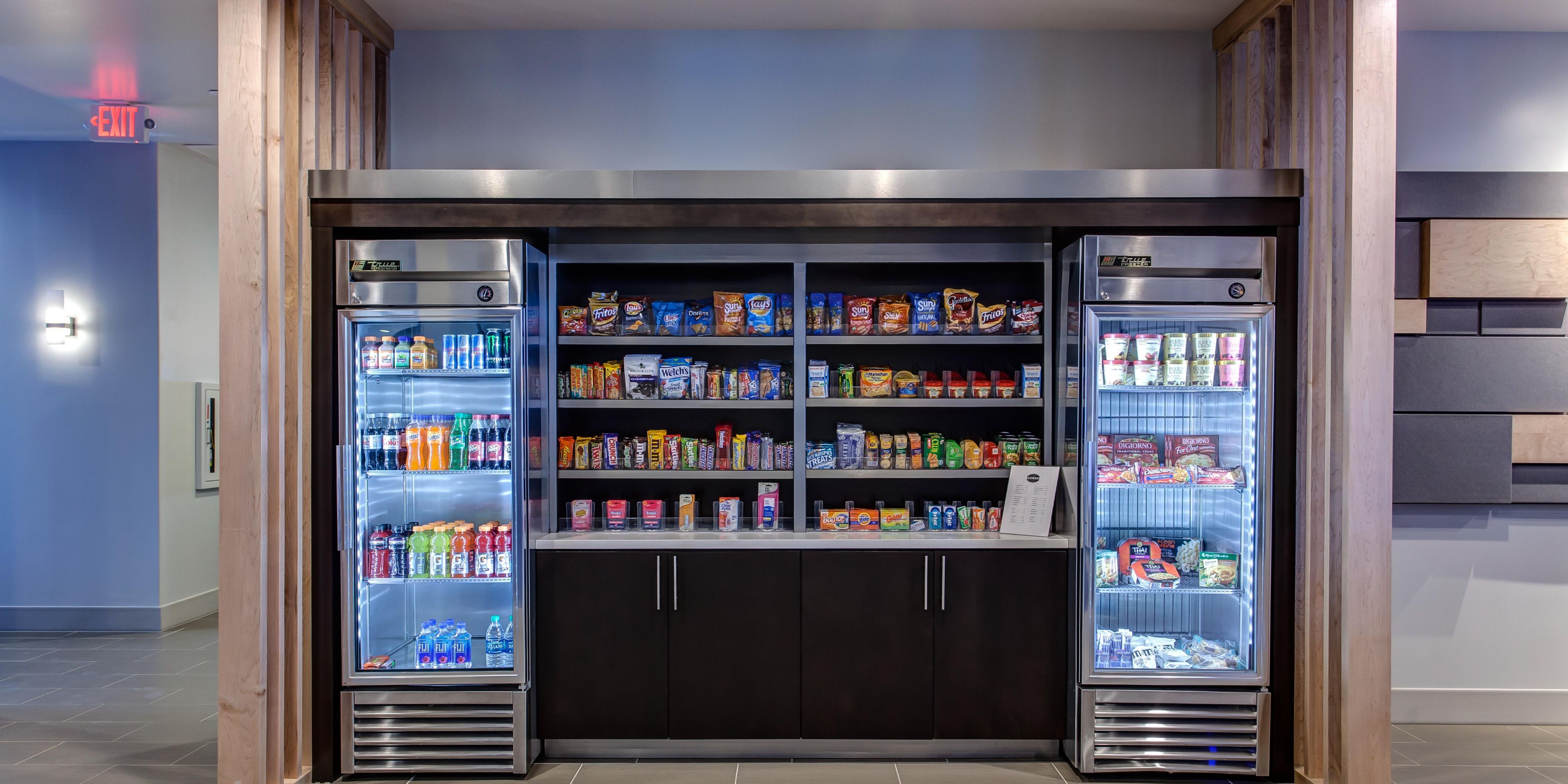 Forget something?  Need a late night snack or drink?  Our MarketPlace has you covered with a wide array of snacks.
