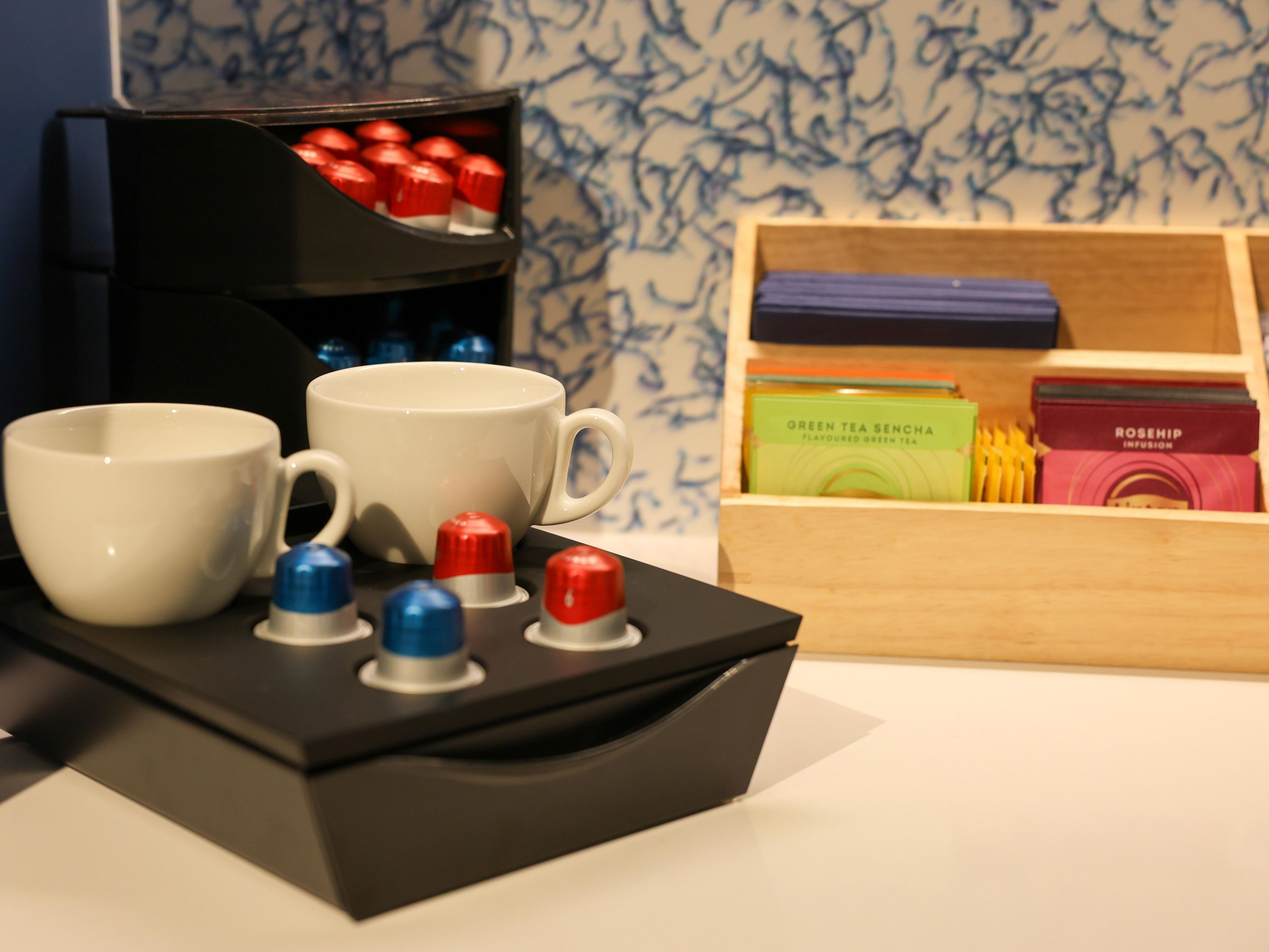 coffee pods and tea selection