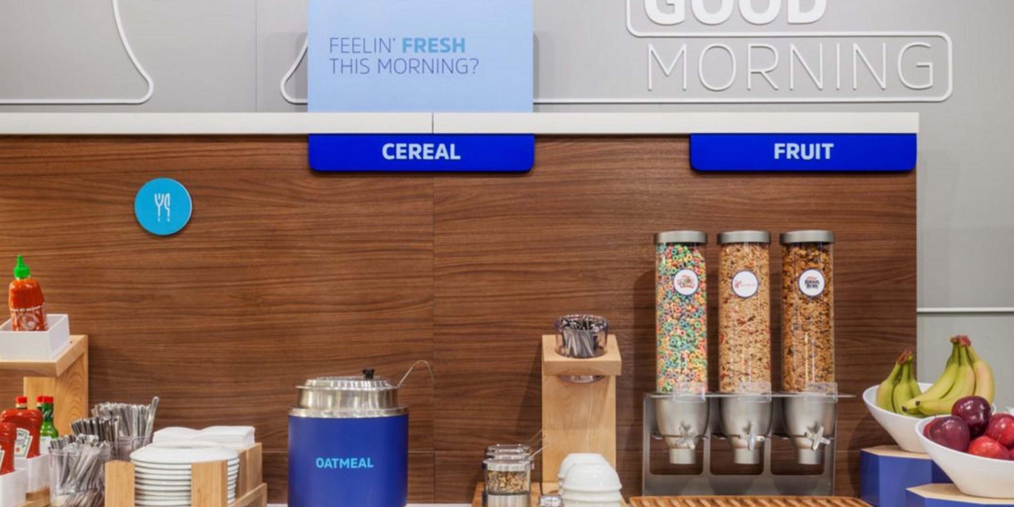 Breakfast of champions! Want something sweet? Grab a cinnamon roll, breakfast sandwich, oatmeal, cereal and fruit. As always, our complimentary hot coffee is available around the clock. Grab a plate, fuel up, and Be the Readiest to kick start your day!