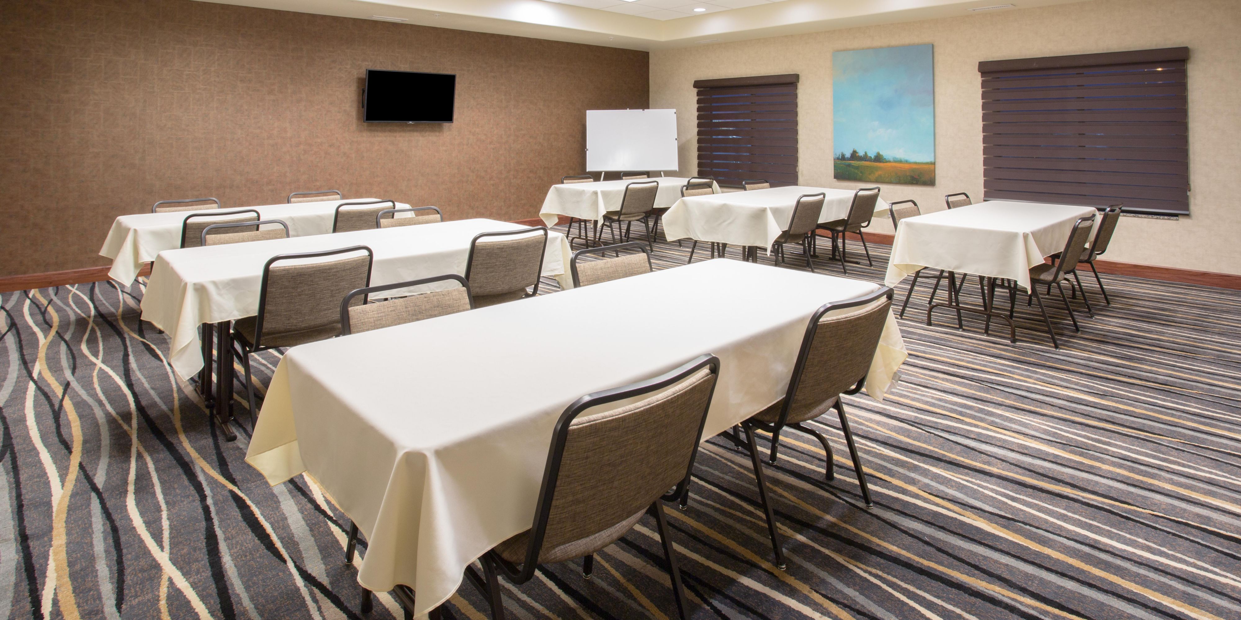 The Holiday Inn Express and Suites Glendive's meeting room is perfect for your needs.  The space holds up to 44 people and can be used for business meetings, conferences, family events and celebrations. 