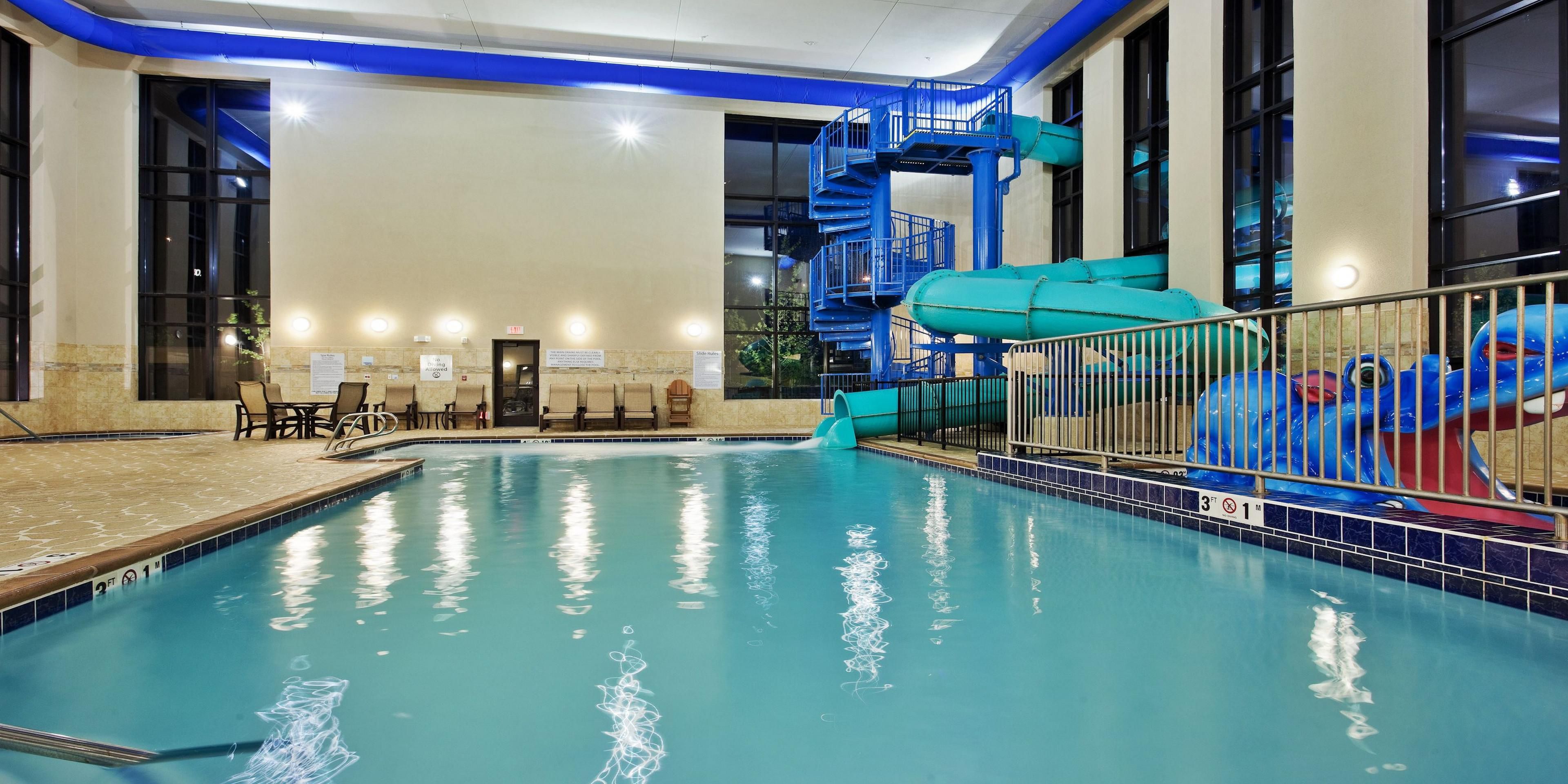 The WATERSLIDE is open from 4 pm to 10 pm on Friday and Saturday evenings, the POOL AREA is open from 6 am to 11 pm daily.  Due to Coronavirus (COVID-19), certain additional restrictions to number of occupants and hours may apply.  Our hotel does not allow parties or large gatherings in the pool area.  