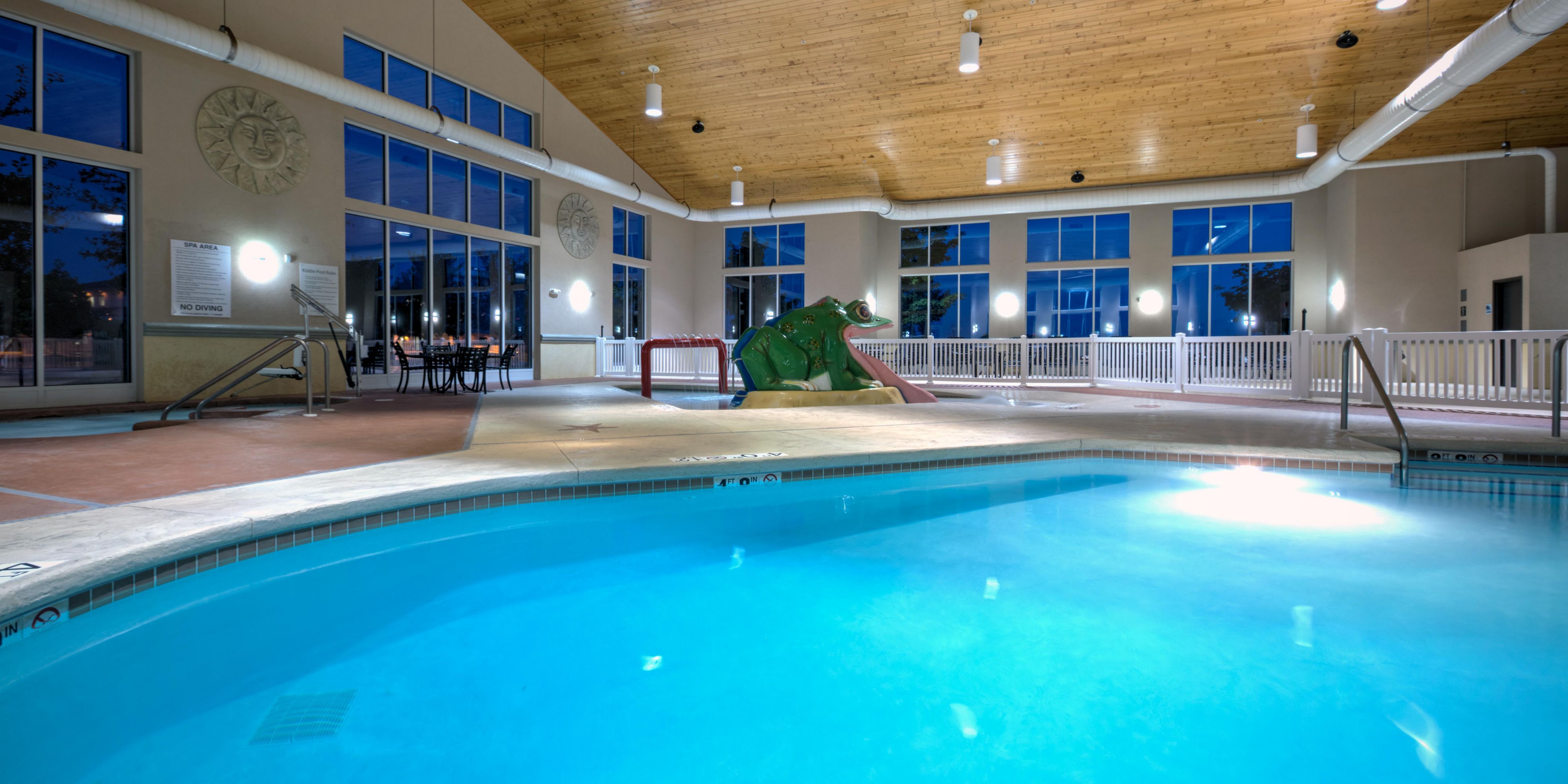 Our hotel is perfect for family's looking to get away for the night.  Our indoor pool with hot tub also features a children's pool and frog slide for small children.  