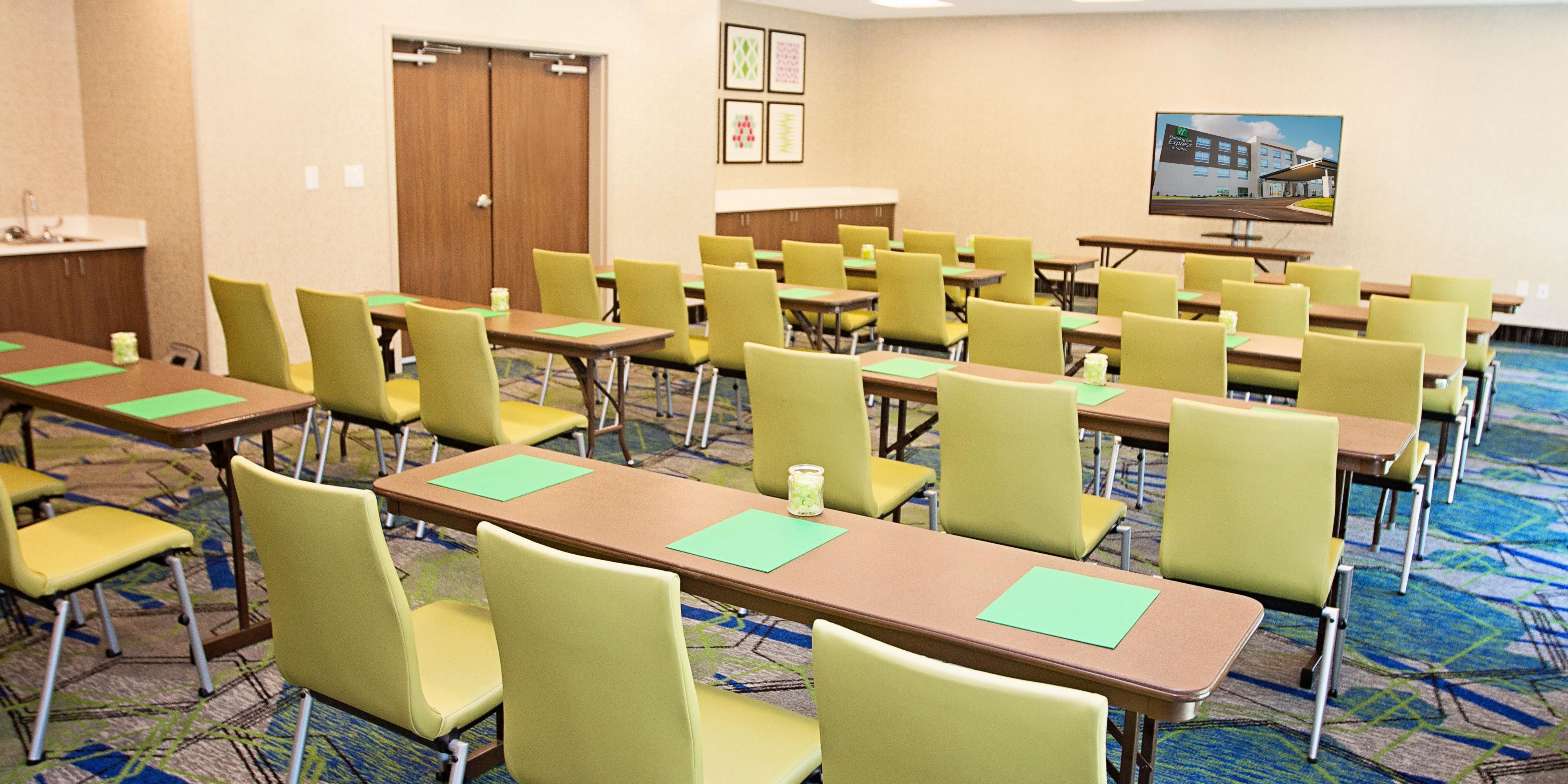 We would love to host your events and meetings. Our meeting room is 800 Square Feet and we can accommodate any style of meeting. Catering options are available. Please visit our website or give us a call. We can also accommodate wedding & family reunions for group room blocks.