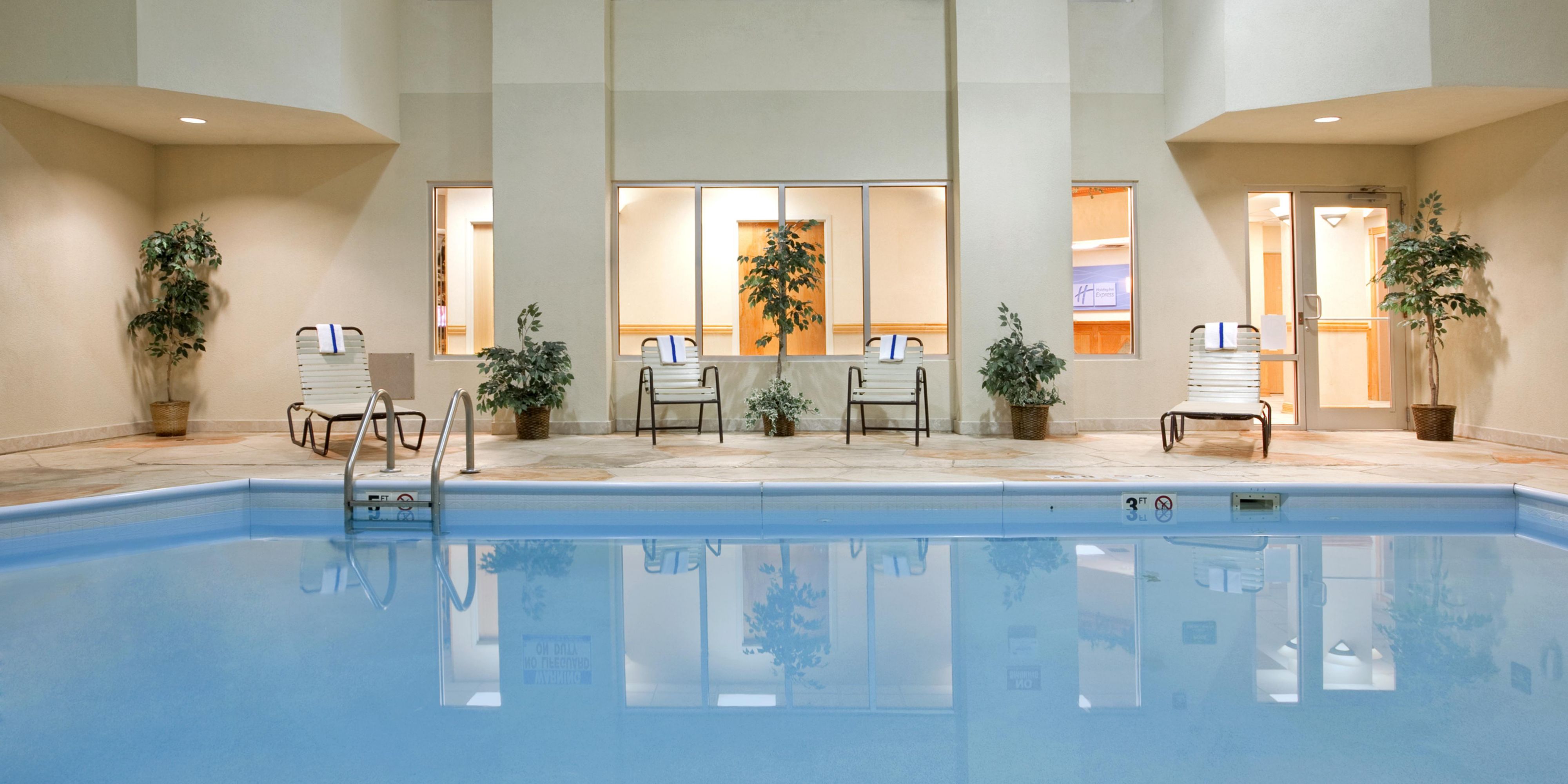 Jump in to relax in our indoor heated pool of 78 degrees! Where you will find towels provided, seating to sit with friends and family and a depth of 5 feet. Enjoy all of this from the hours of 9a to 10p daily. 