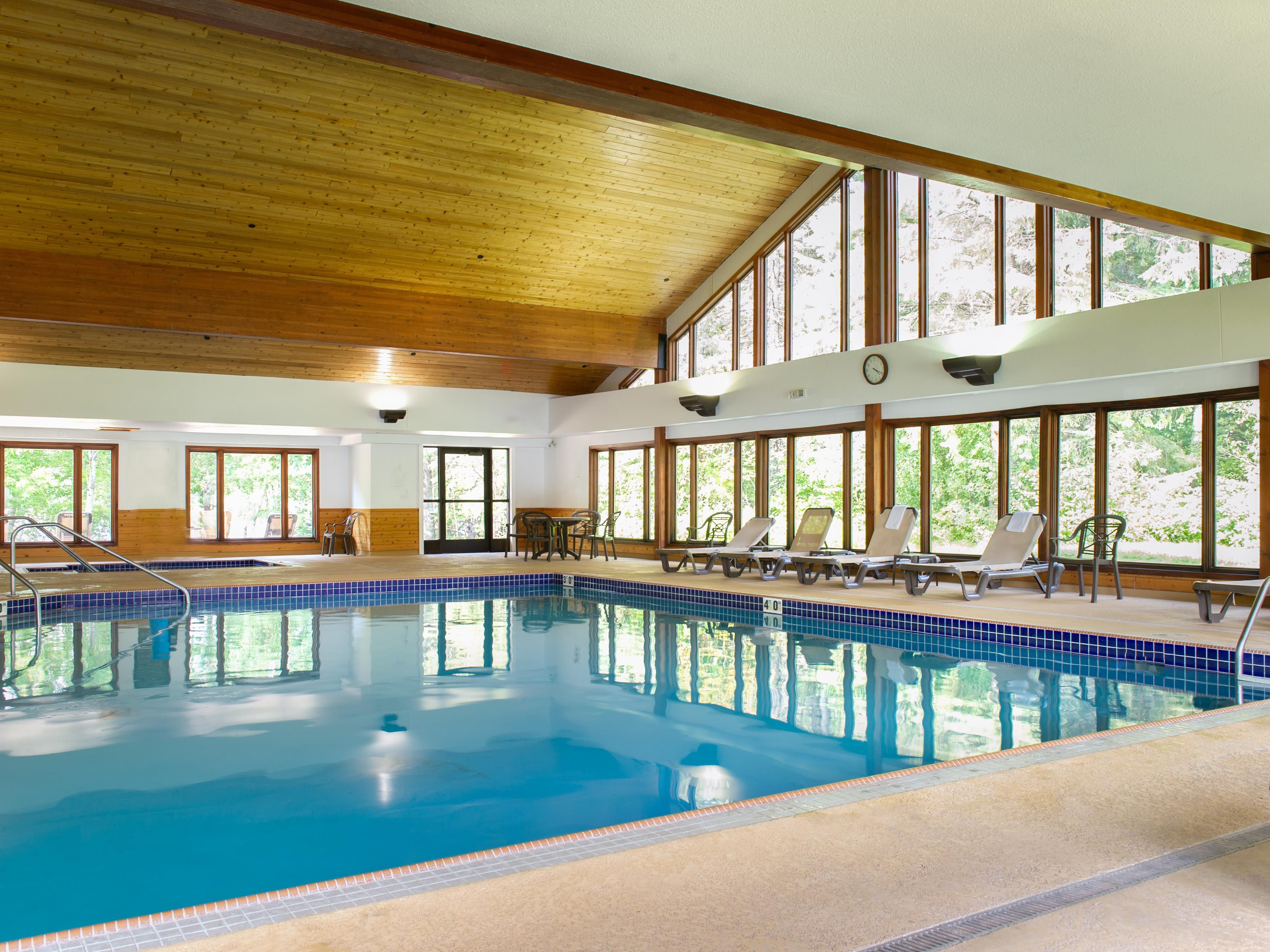 Rain or Shine, you can always take a dip at our Indoor Heated Pool.