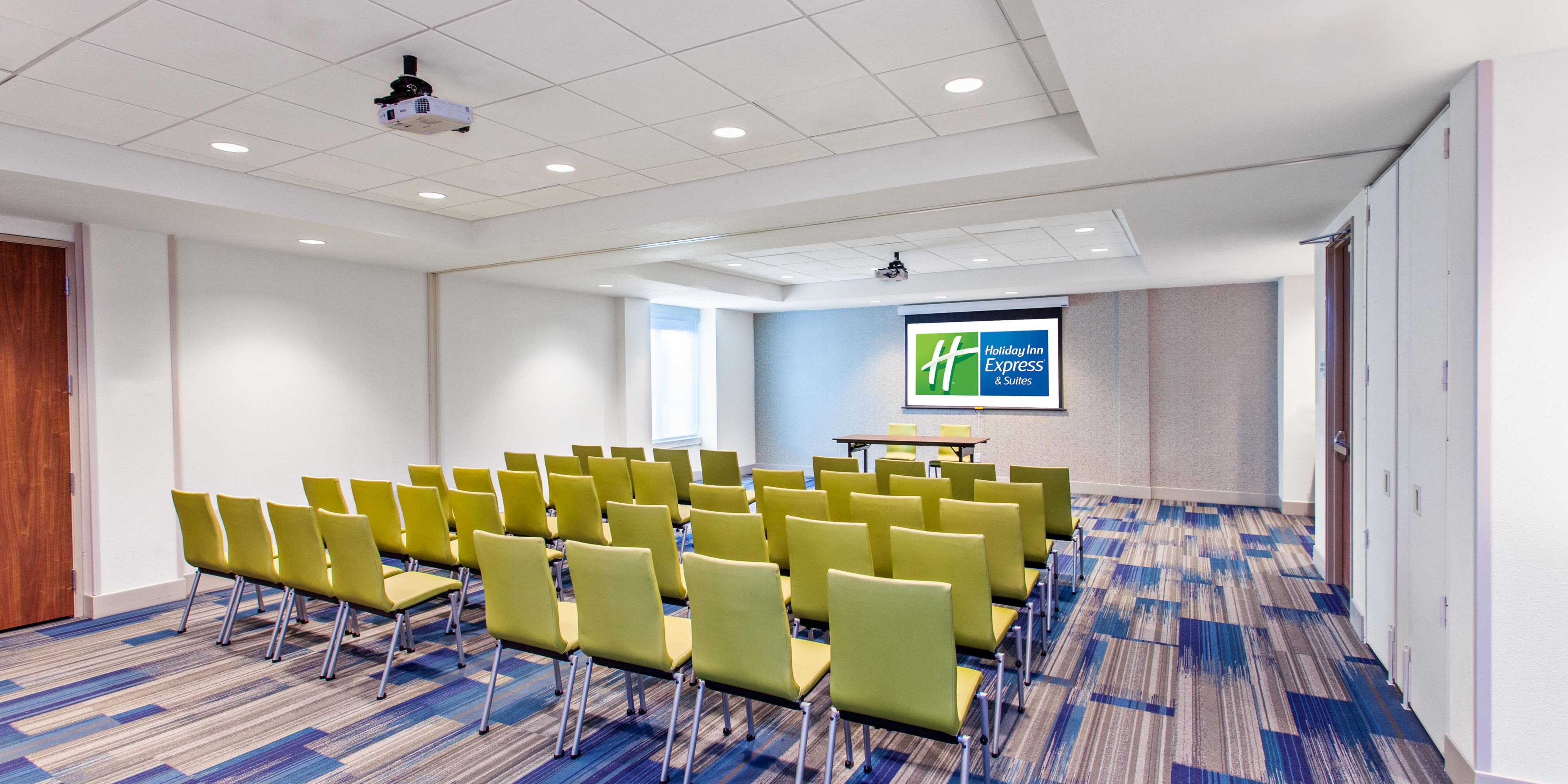 If you need to host an event, our large dividable meeting room is ideal and can hold up to 48 people!
