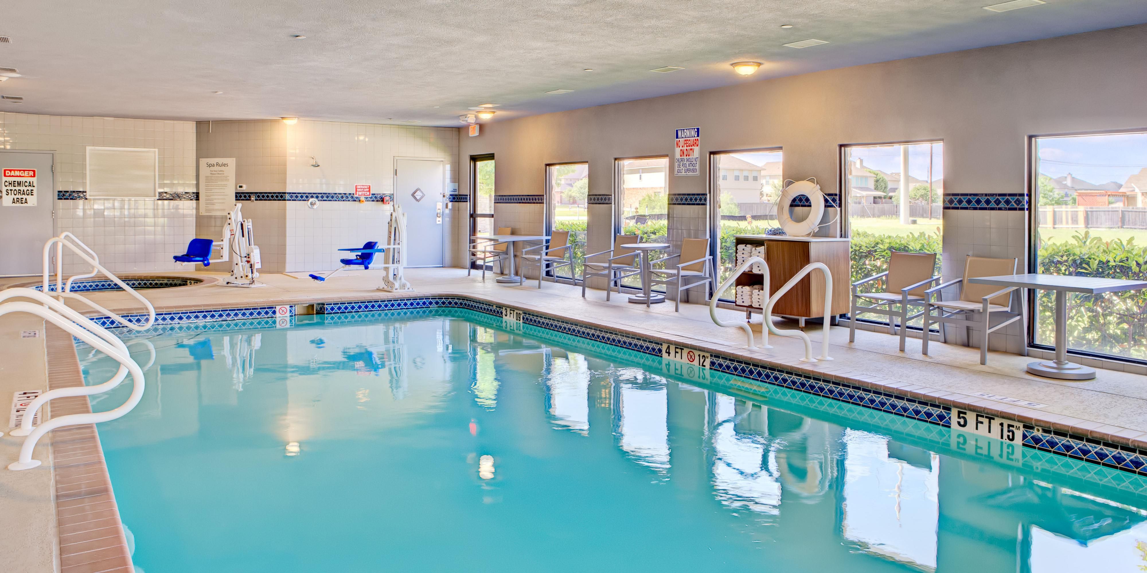 Stay with us and enjoy our heated indoor pool and whirlpool. Contact our Front Desk for special promotions available and make your reservation now.