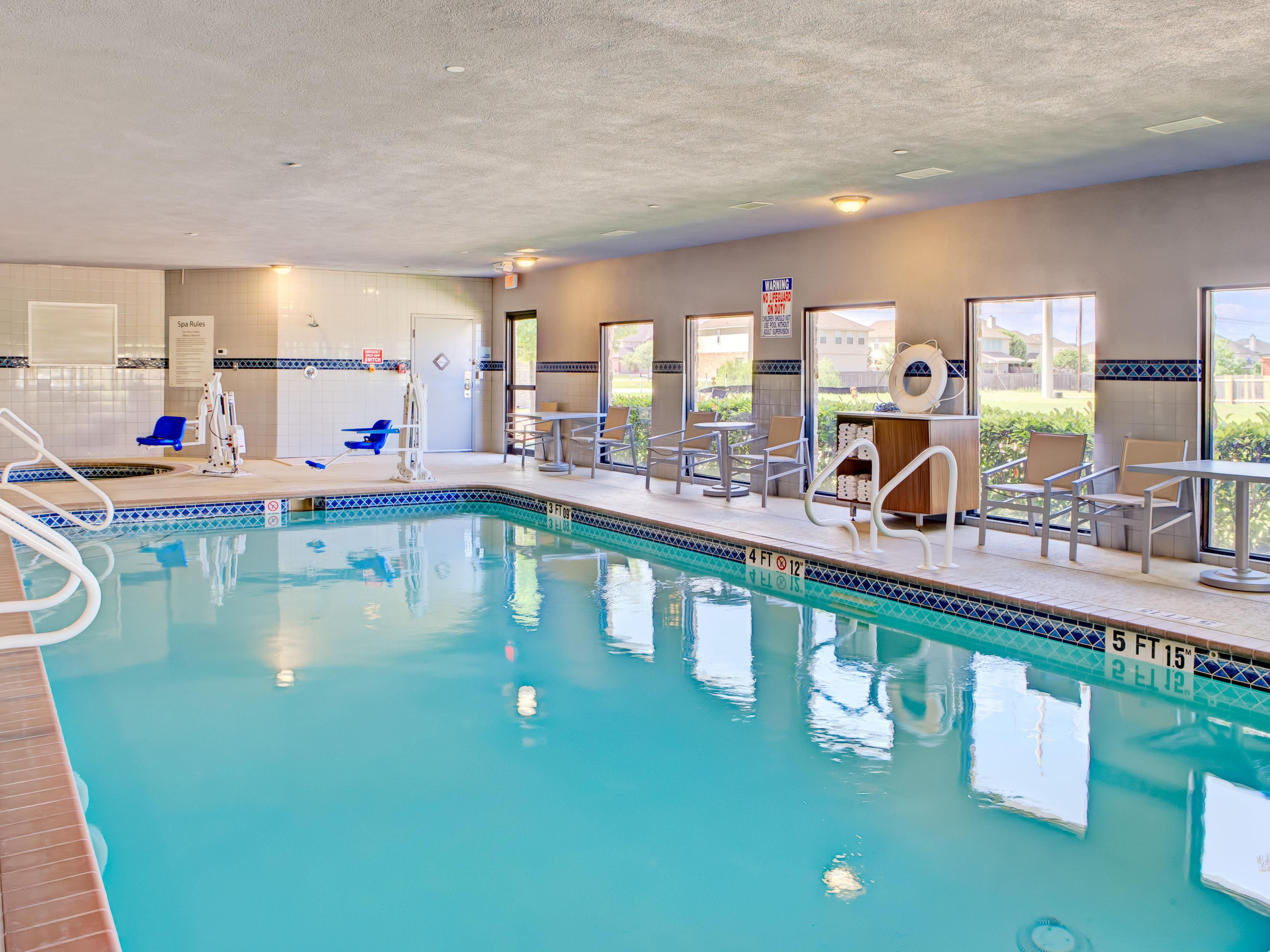 Stay with us and enjoy our heated indoor pool and whirlpool. Contact our Front Desk for special promotions available and make your reservation now.