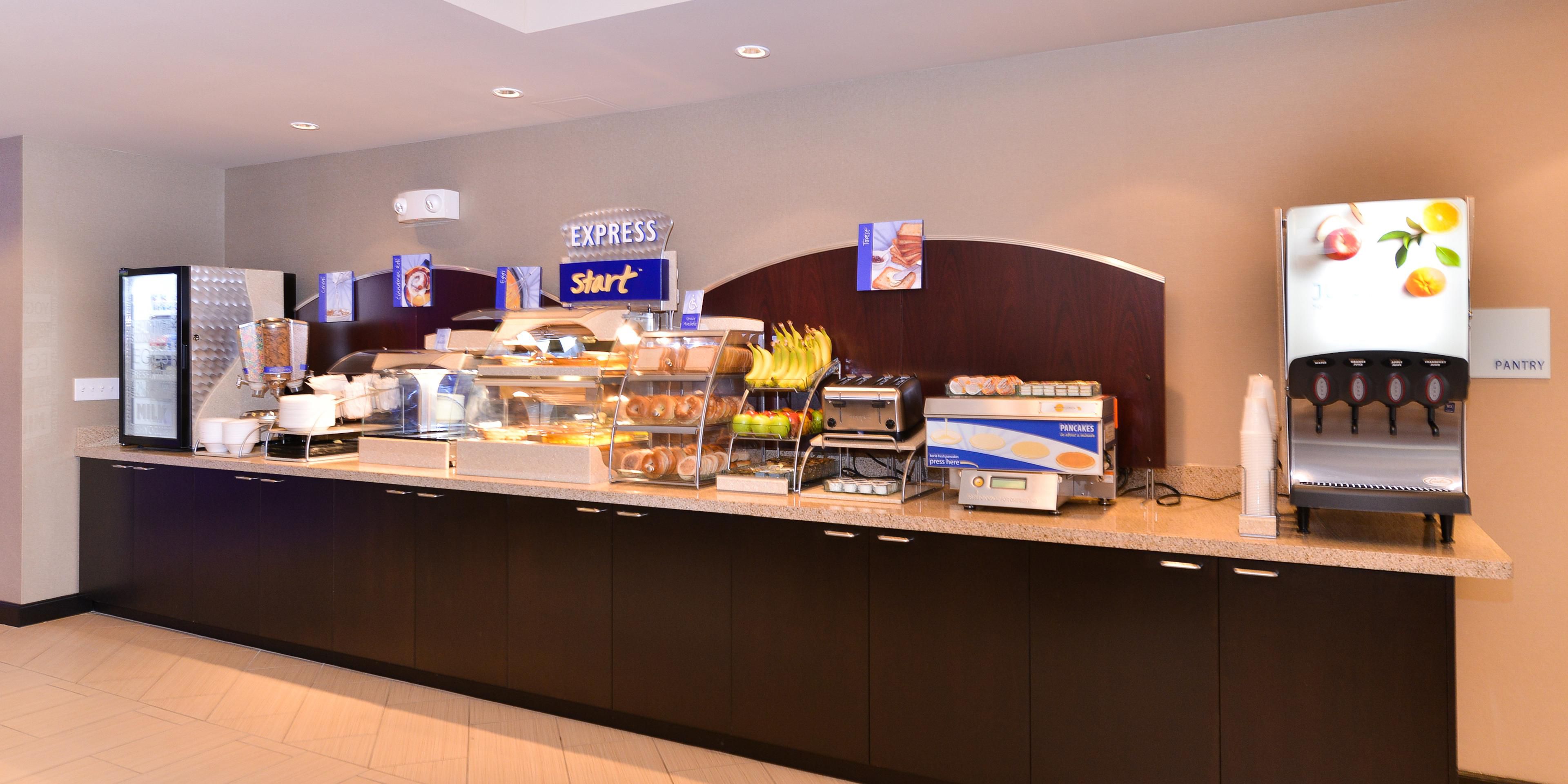 At Holiday Inn Express and Suites Indio we have a complimentary, hot breakfast waiting for you every morning. There's a whole buffet full of offerings sure to please everyone. Our Express Start Breakfast is the perfect way to begin your day.