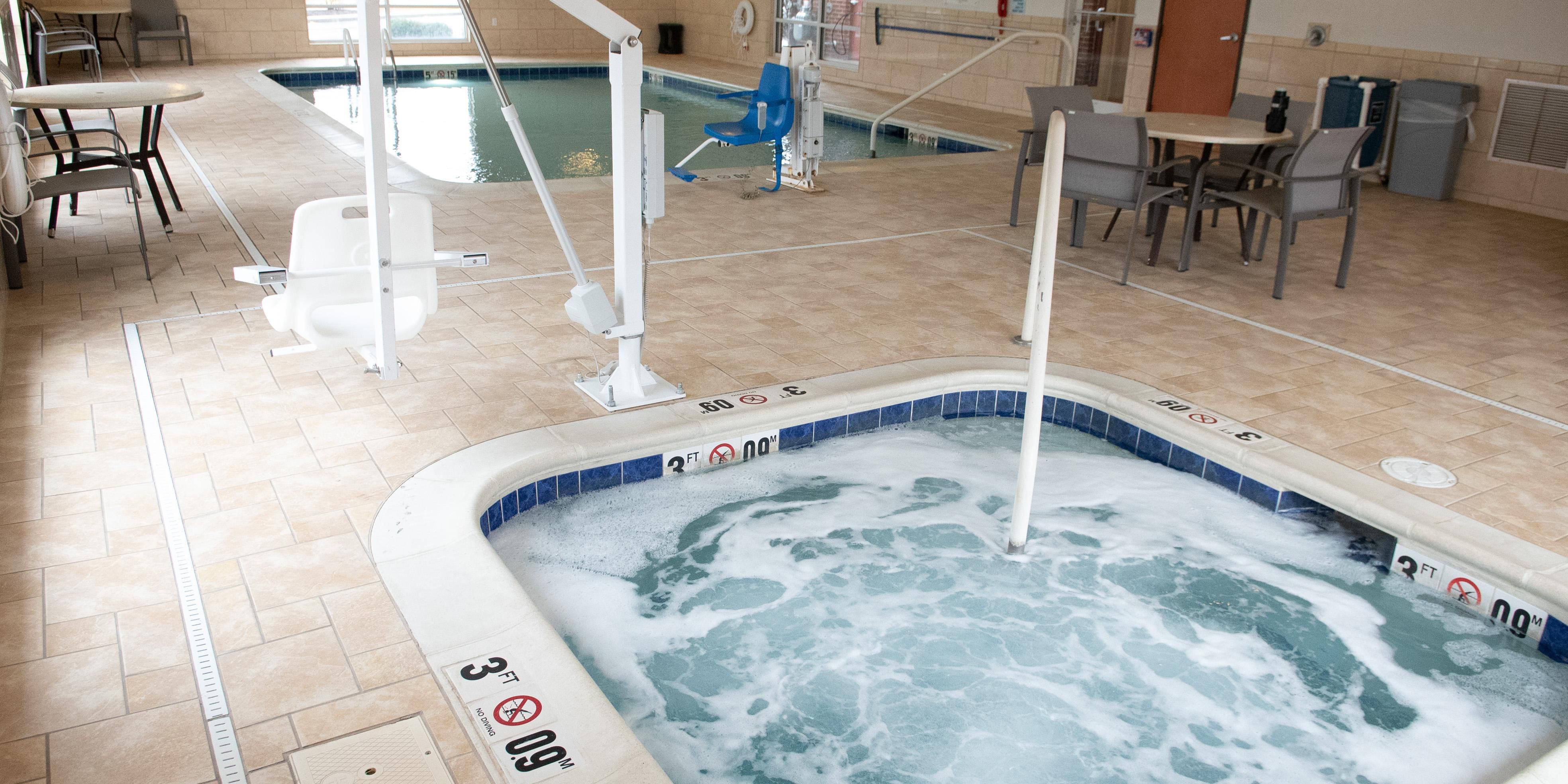 Relax in our indoor 24 hour pool and hot tub after a hard day at work. If you are in town for leisure, you can enjoy the pool any time. Get in, the water is warm!