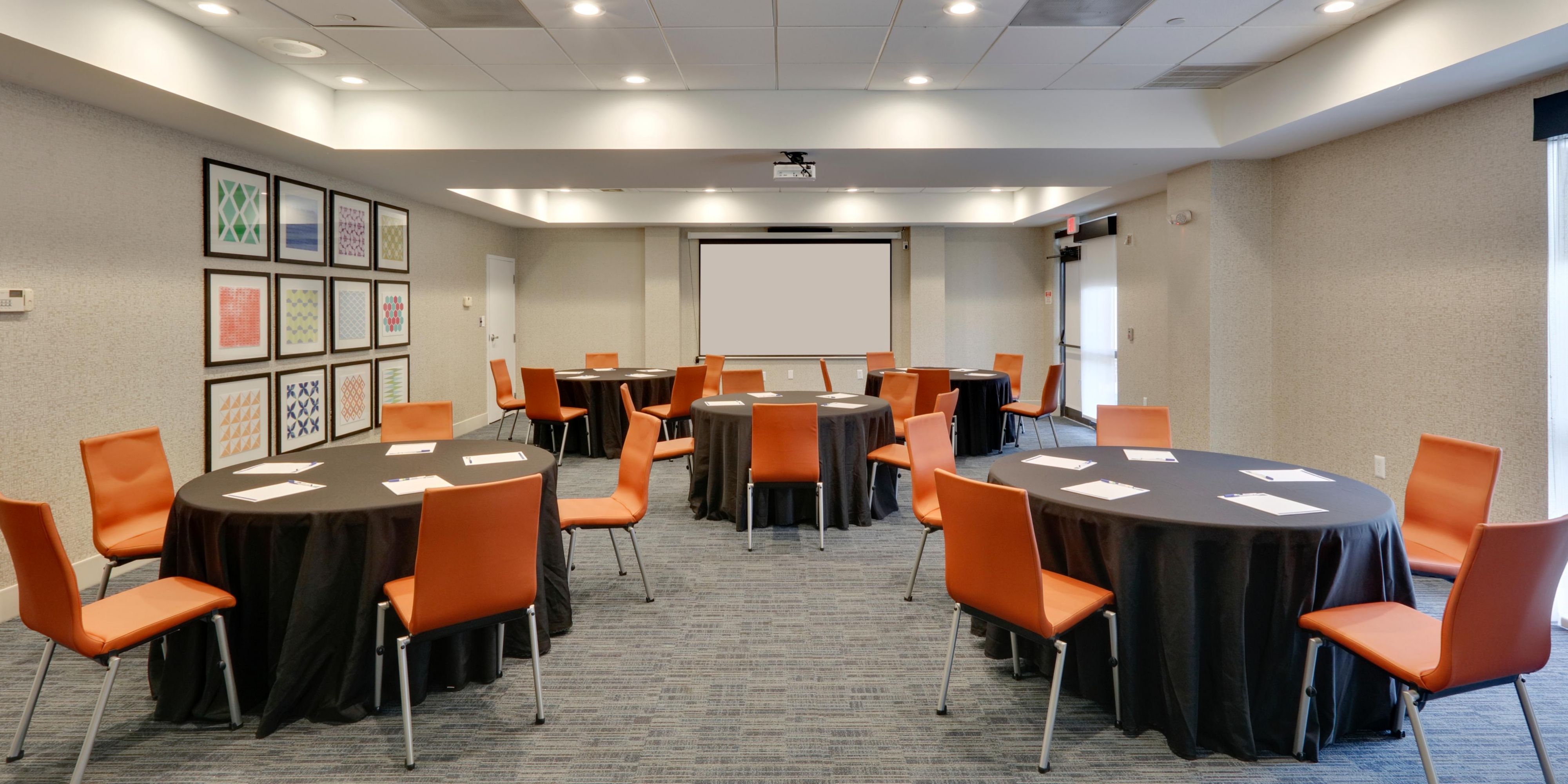 Small meetings play a vital role in the success of many organizations.  Are you planning a small corporate meeting, board retreat or brainstorming session?  Our flexible meeting space is sure to lead to big ideas!  Whether you're a group of 15 or 40, we can help!  Our Director of Sales is dedicated to making your meeting a huge success!  