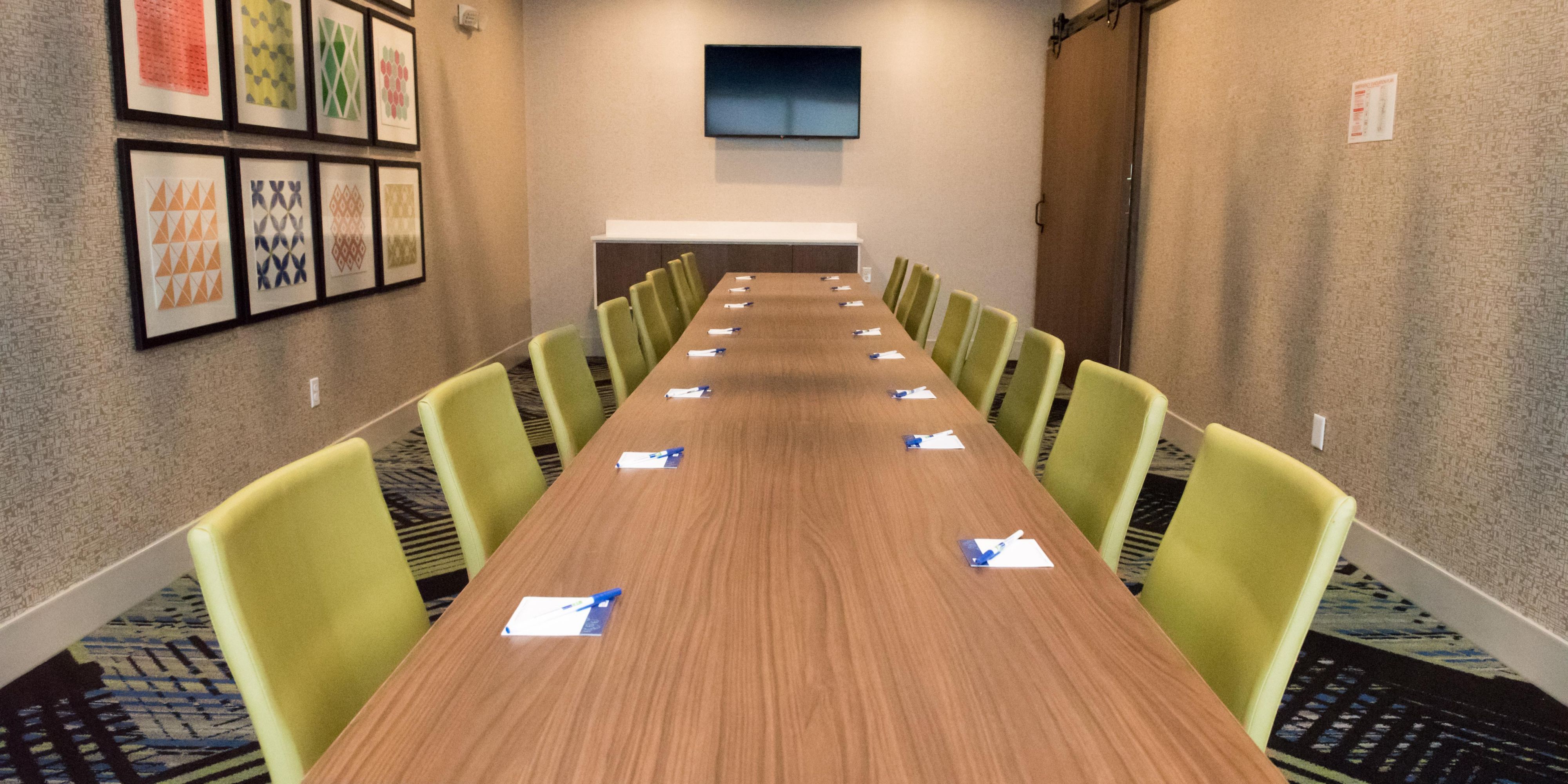 Our board room will accommodate up to 16 people and our meeting room will accommodate up to 30 people.  Contact us today to reserve space for your next function. 