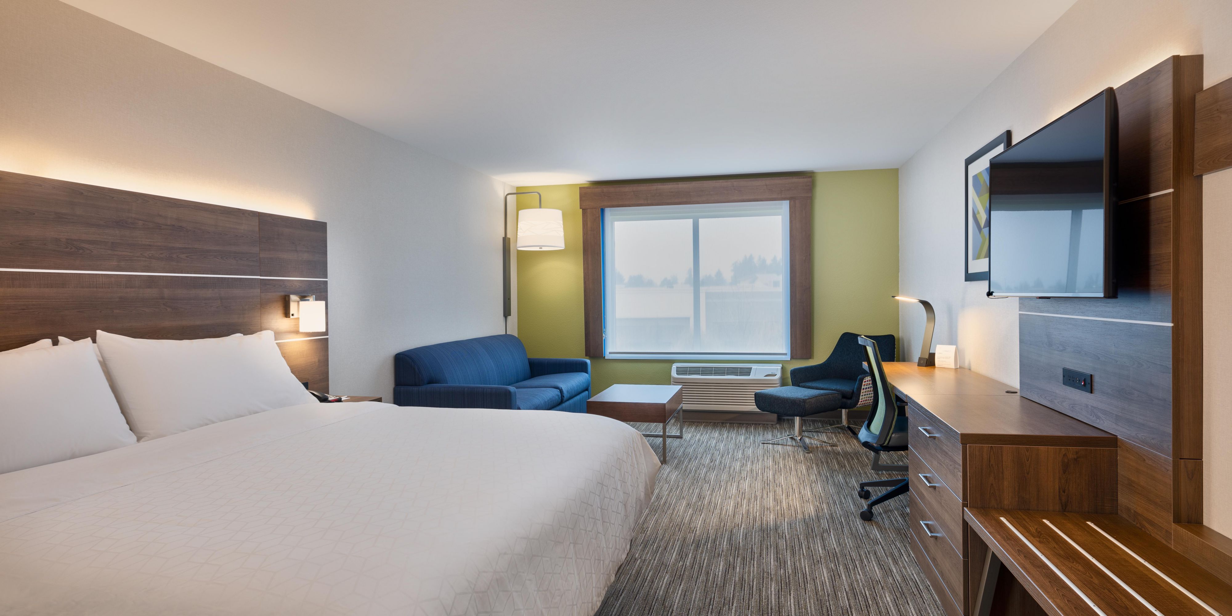 We offer several King Suites that include an additional living area with a pullout sofa bed. Great for families or individual travelers just looking for a little more room!