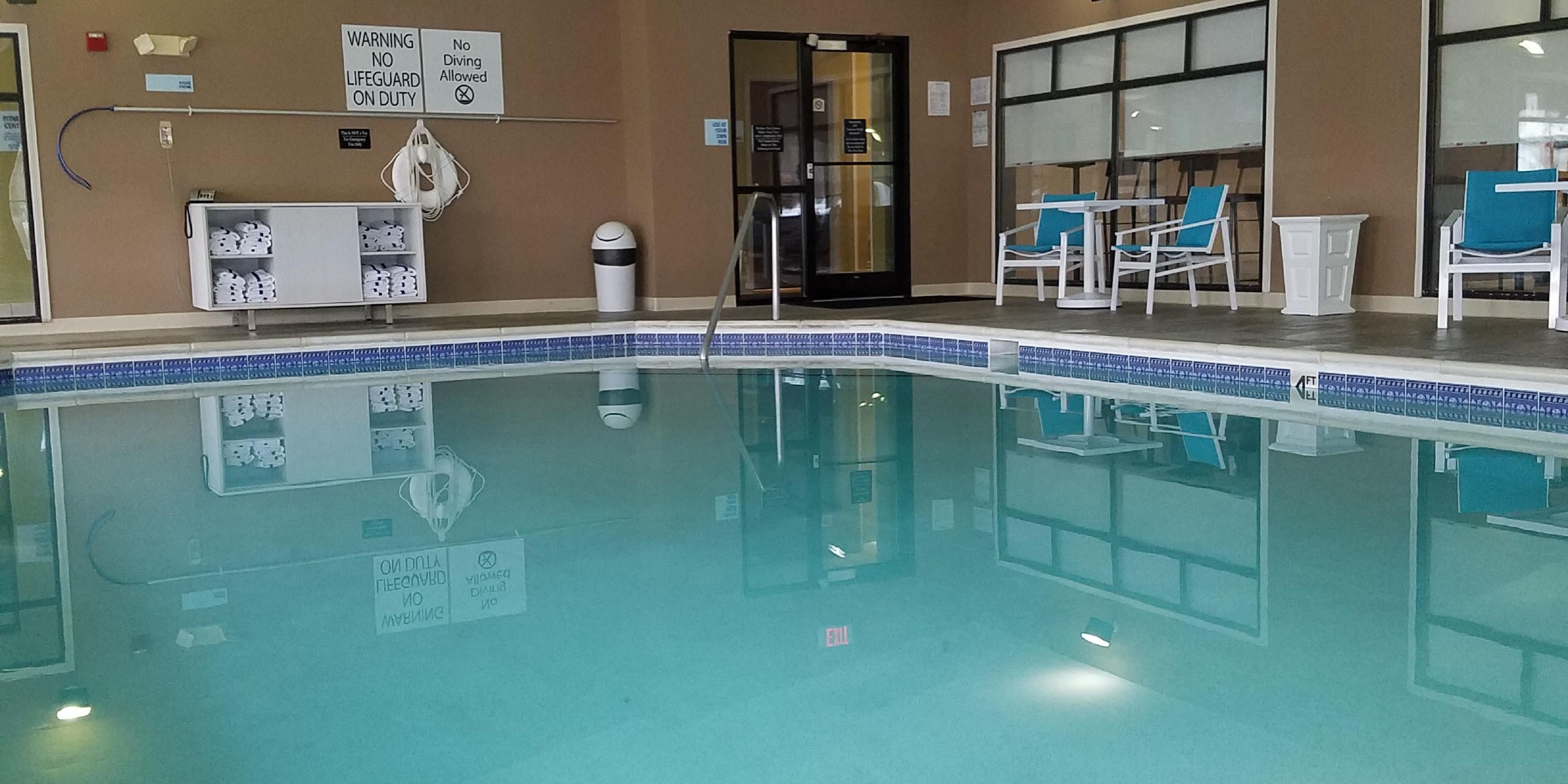 Our heated indoor pool is ideal for your daily laps or a bit of relaxation and fun! Open daily from 8:00 AM to 10:00 PM. 
