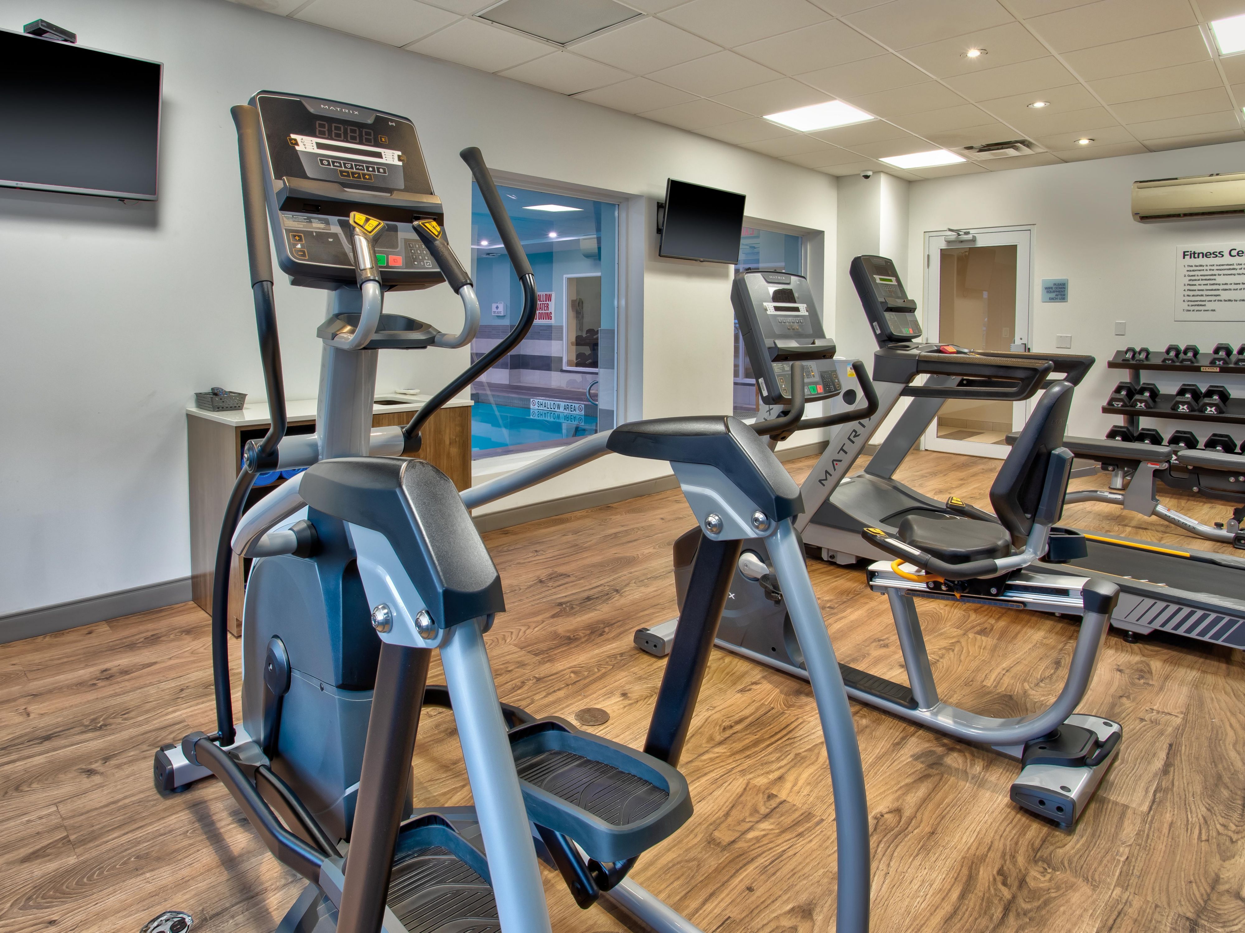 Our fitness centre is open daily so you can keep up your routine away from home. Whether you’re squeezing in a quick workout or committing to a longer session, you’ll find everything you need to move, lift, and sweat—steps from your room.