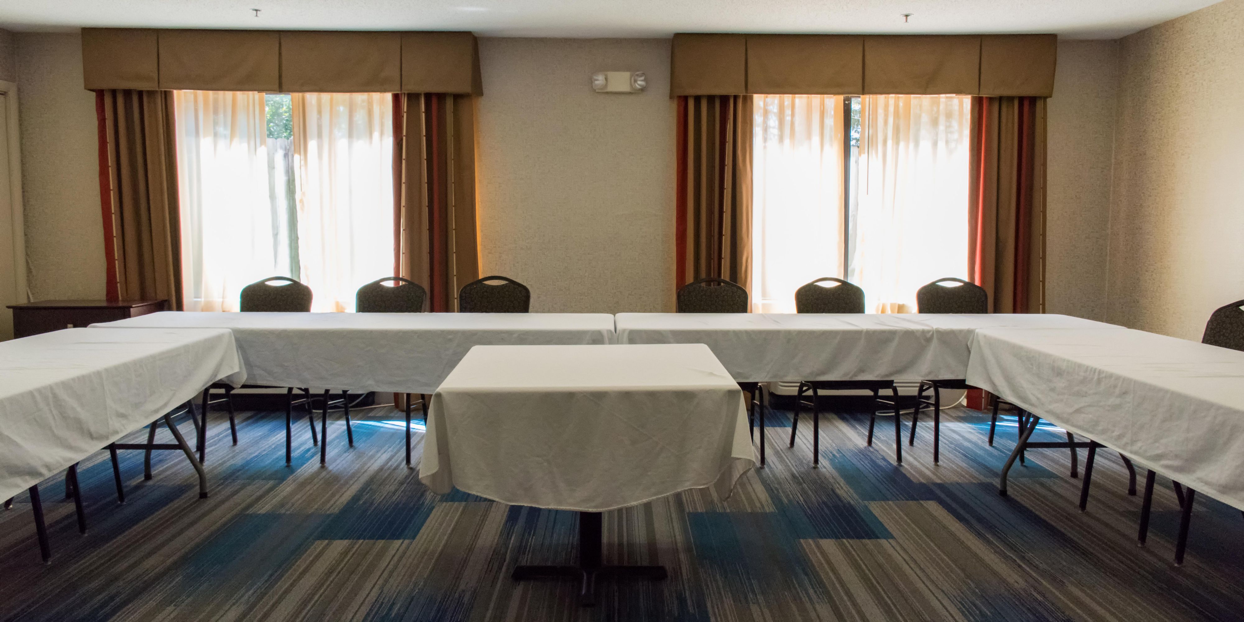 Do you need a change of scenery from your home or work office? We have a newly-renovated 625 square foot meeting room on site that can accommodate up to 30 people. Enjoy complimentary coffee and tea while you are here!