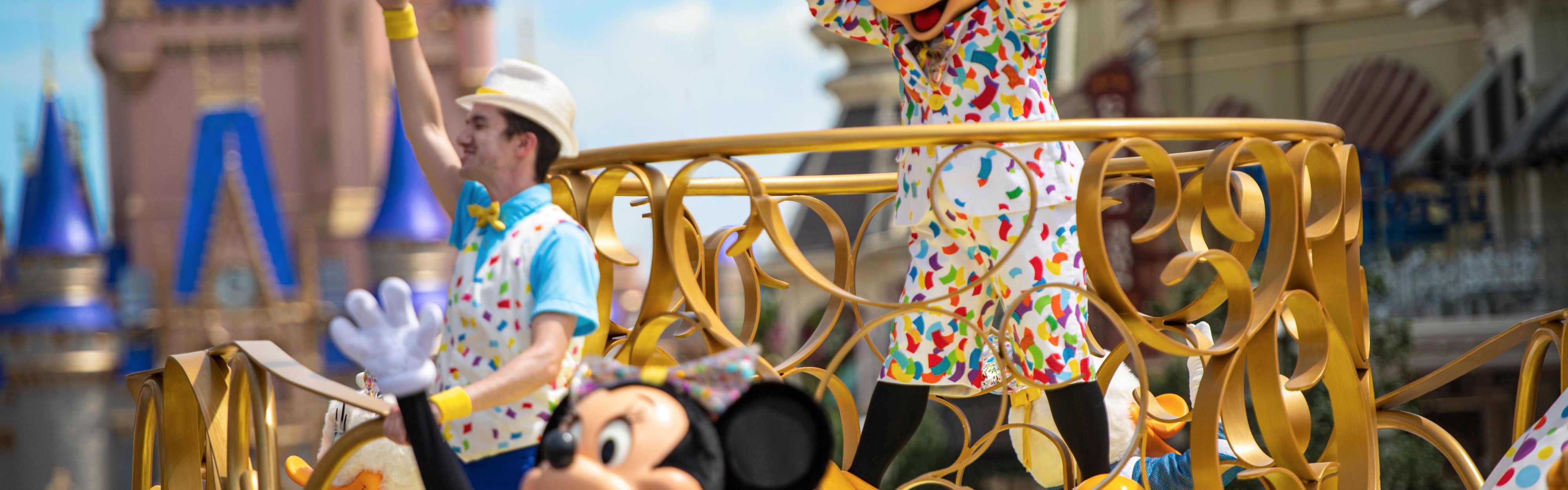 Meet Mickey and Minnie Mouse at the Magic Kingdom near our hotel.