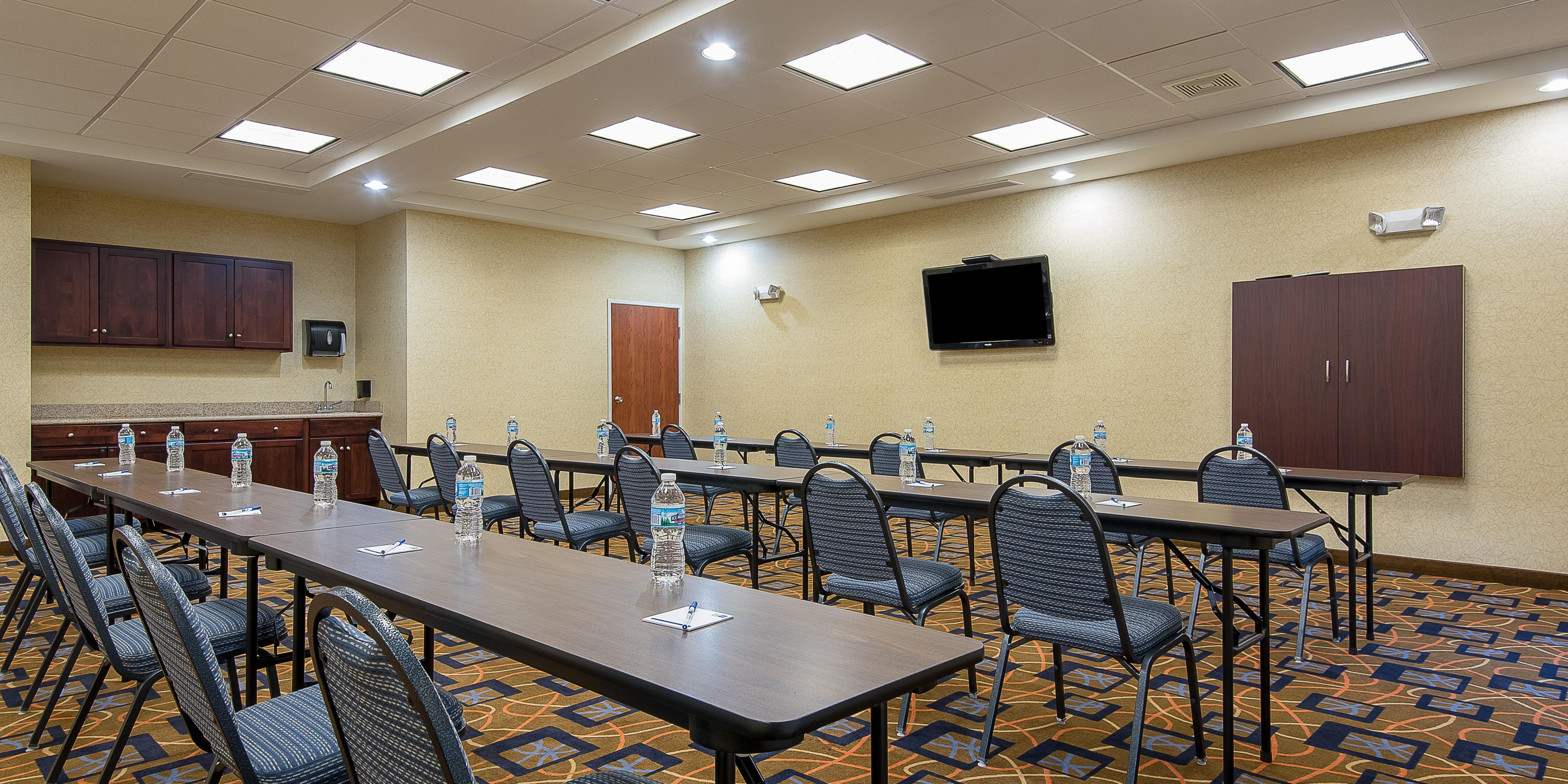 Book our meeting room for your next event.  We are able to accommodate up to 40 people with a variety of seating styles.  Please call us today to check our rates and availability. 