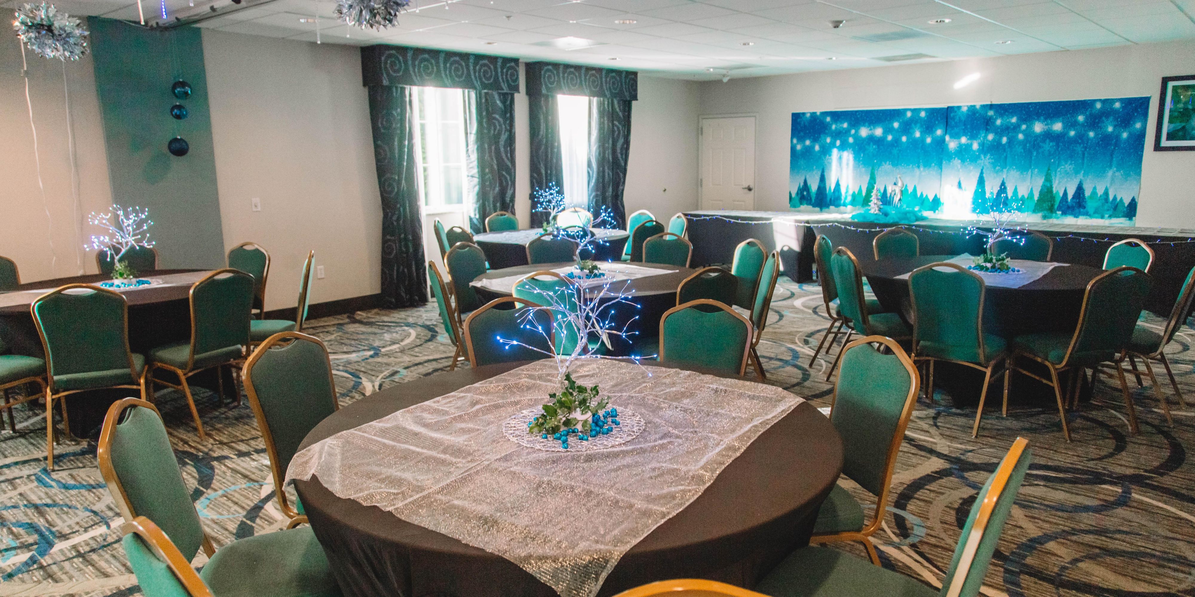 We have over 2000 square feet of meeting rooms for you.  Whether it's a small meeting, training or a social event, we have the "right space for the right events."