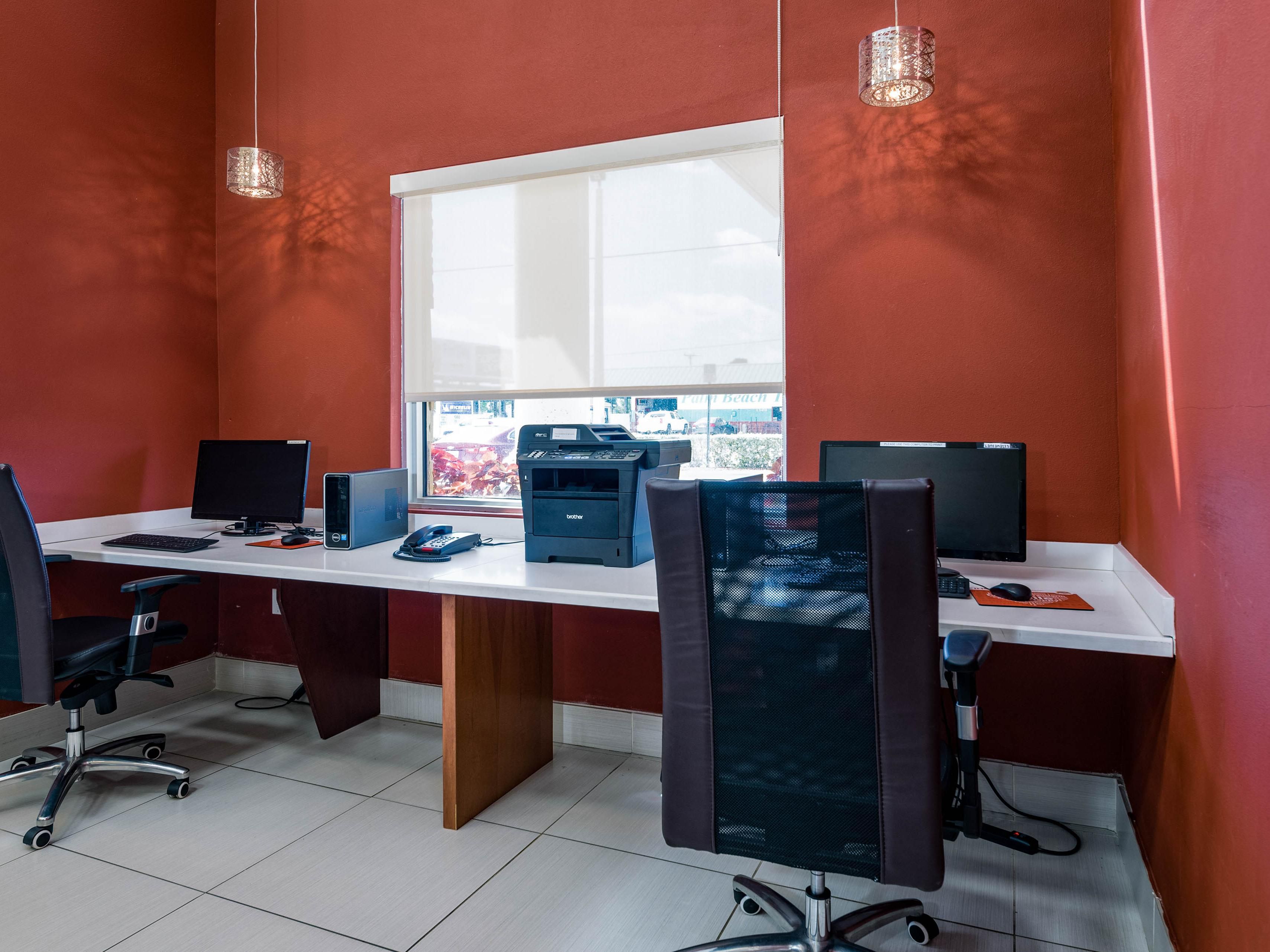 Need to work or connect on the go? Fast, complimentary Wi-Fi is available property-wide, plus our 24-hour business center is equipped with print, scan, and copy services for your productivity and peace of mind. 