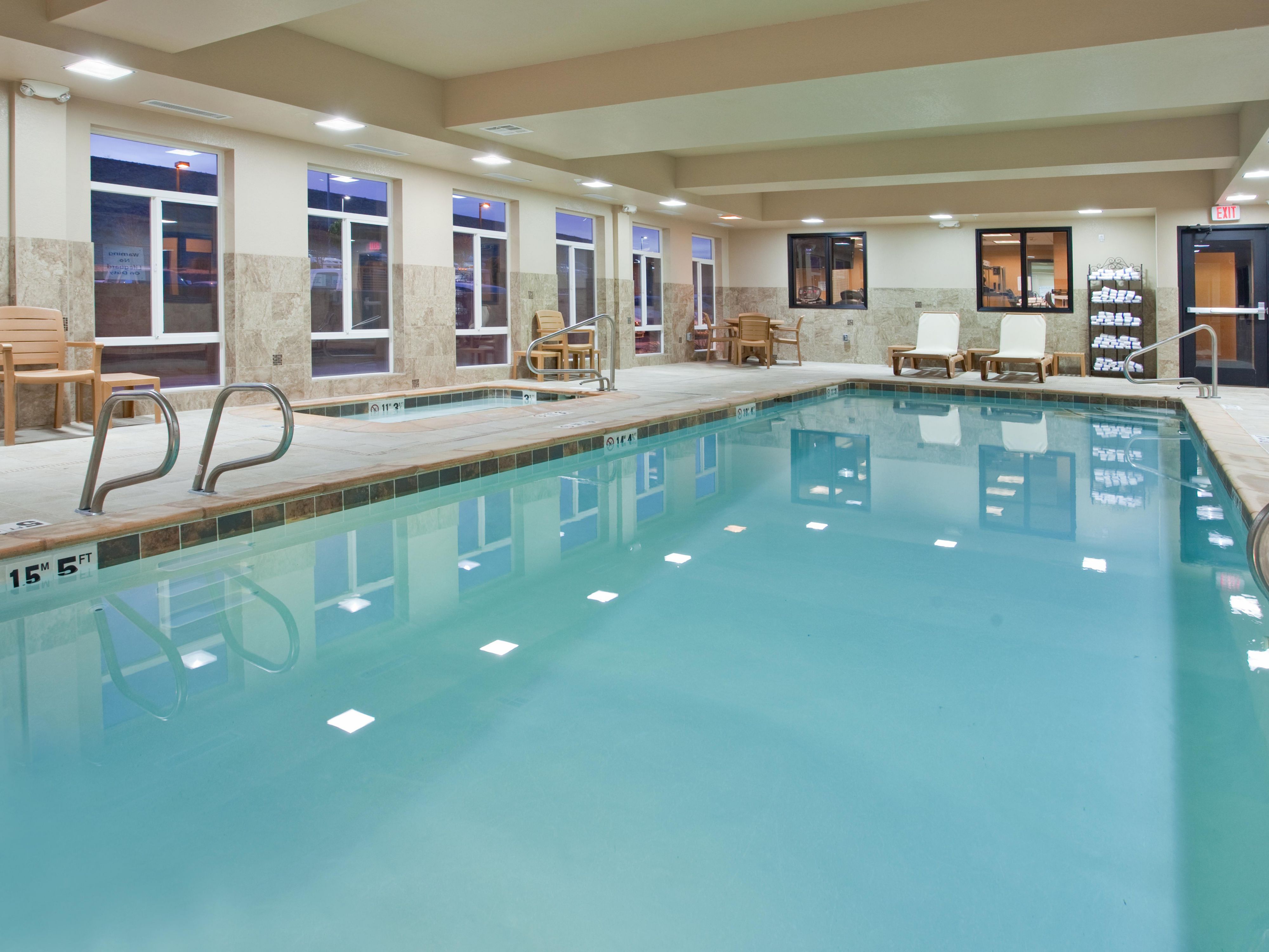 Unwind in our indoor pool and whirlpool, no matter the weather outside. This year-round amenity is perfect for relaxation or fun with the family, offering a serene escape from the day's activities. Dive into comfort in our clean and well-maintained water facilities that are ideal for everyone. 