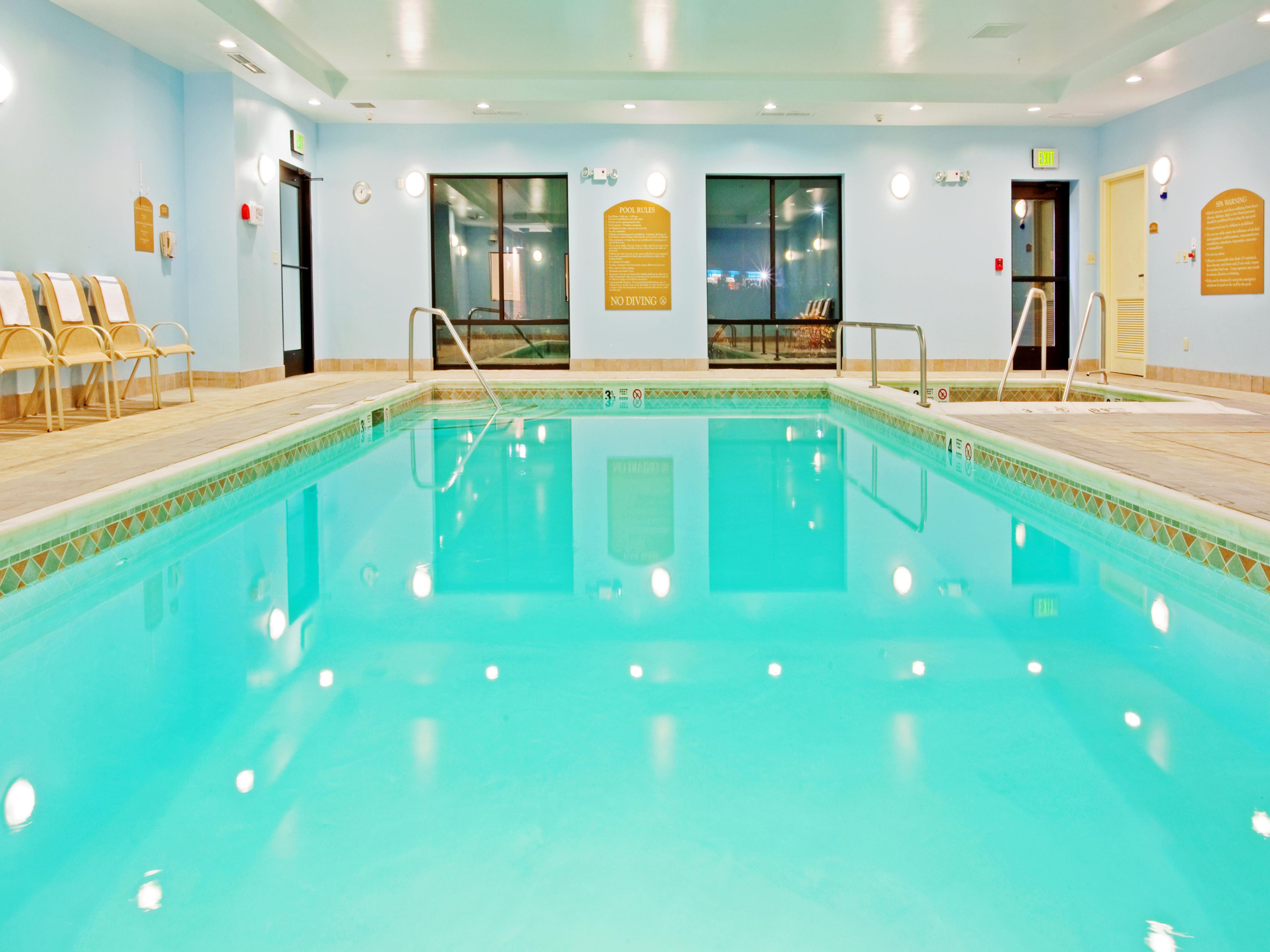 Take a dip! Our indoor swimming pool is open year round