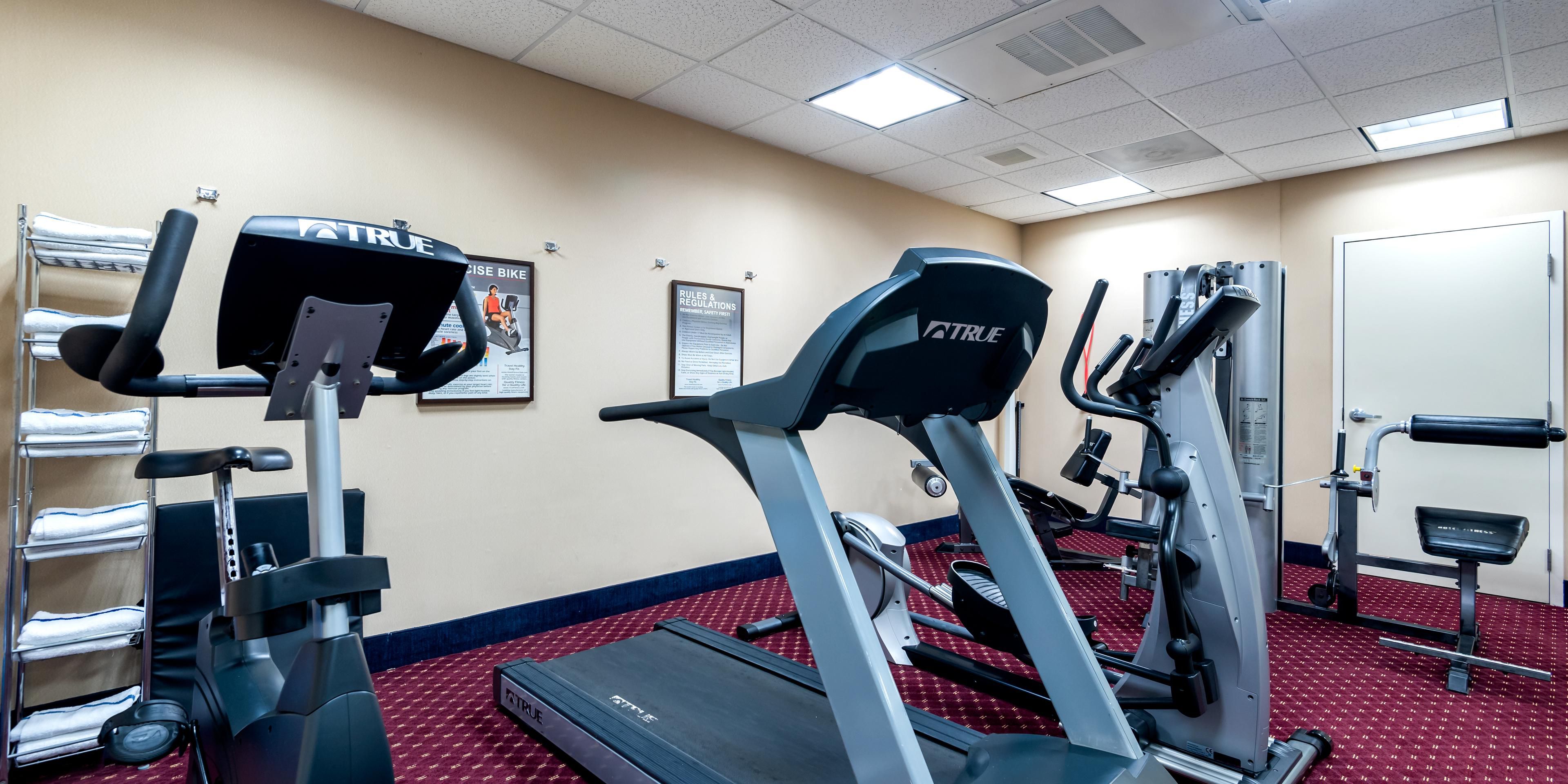 Get your sweat on in our complimentary, fully equipped Fitness Center with treadmill, bike, resistance band, free weights, exercise ball. Open 24-hours.