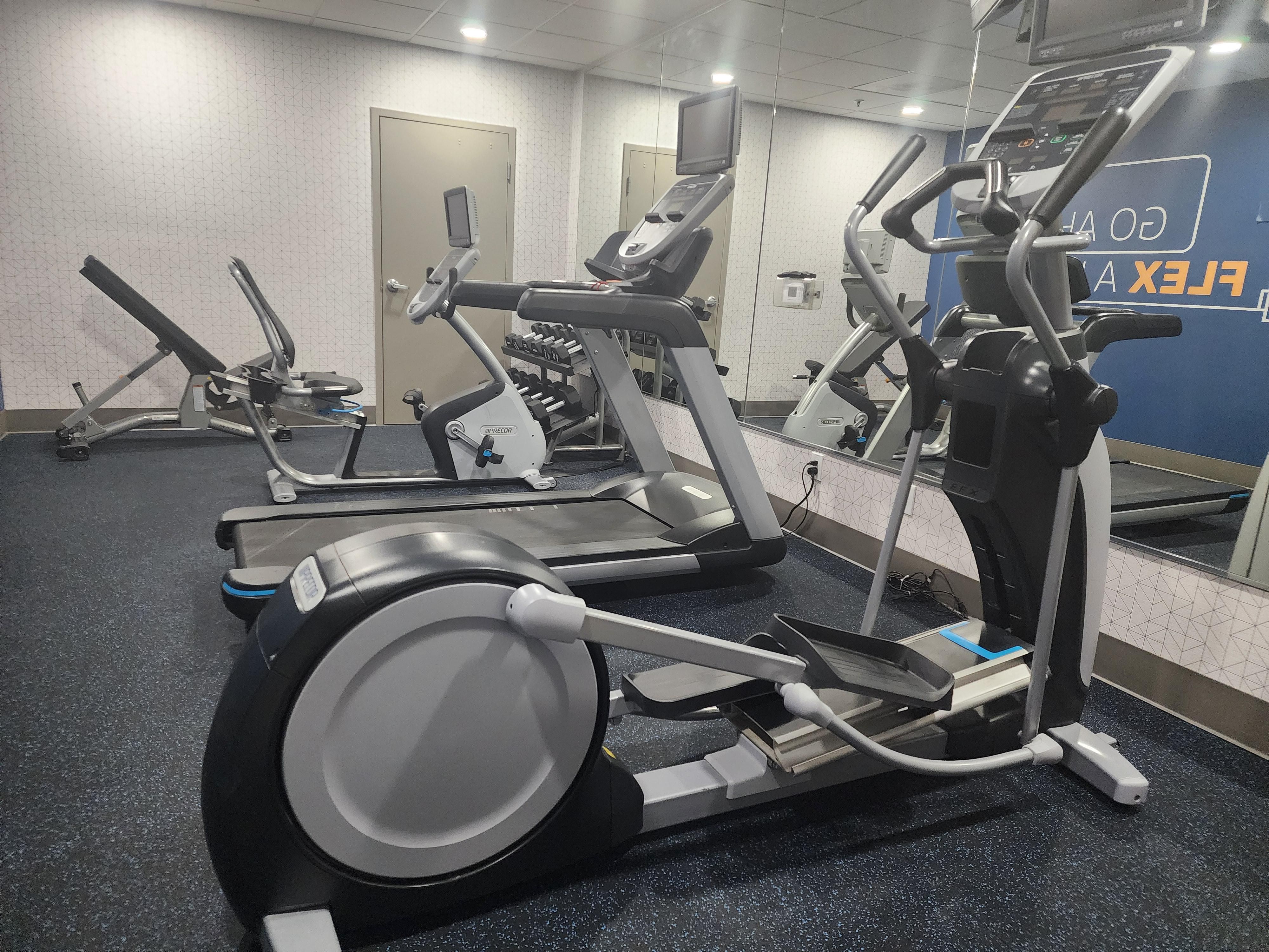 Get your sweat on in our complimentary, fully equipped Fitness Center with treadmill, bike, resistance band, free weights, and exercise ball. Open 24-hours.
