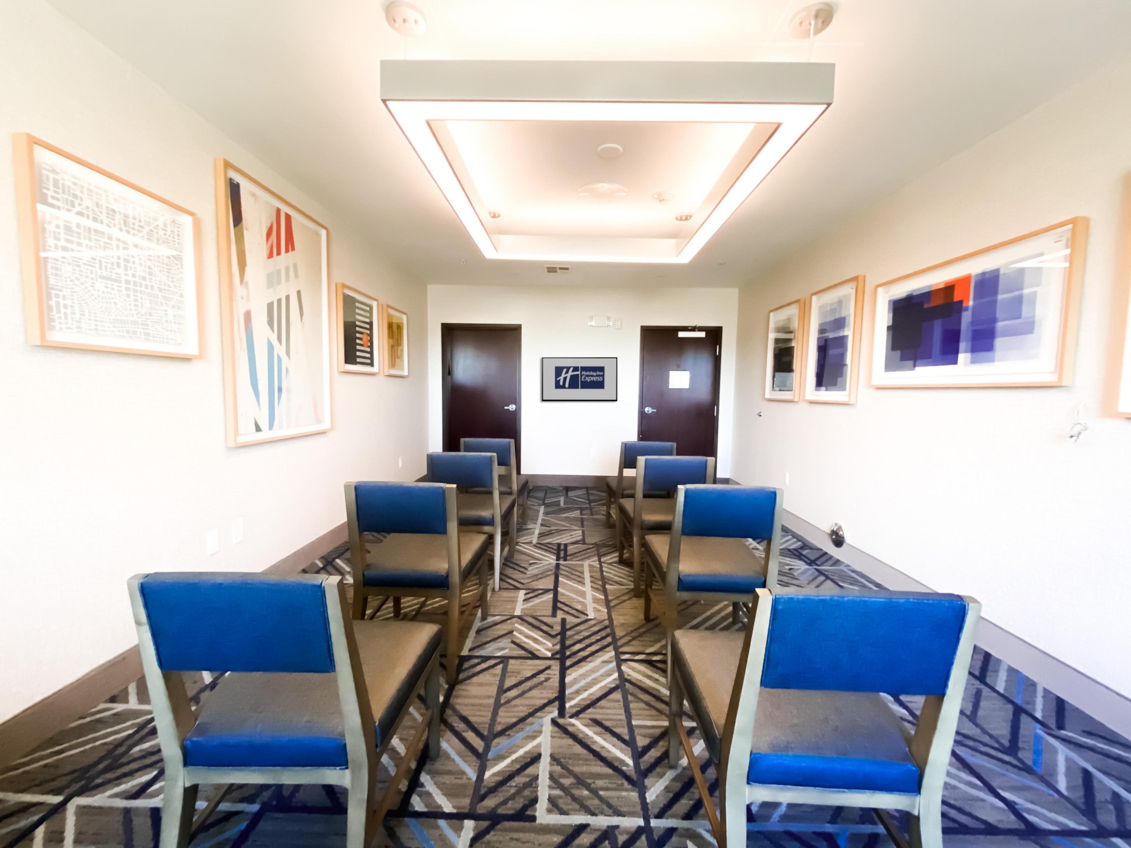 As the only hotel featuring meeting space within 45 miles, we ensure a convenient and professional setting for your business needs. Our room for up to 30 guests in theater-style seating is ideal for depositions and small gatherings. Connect and collaborate in style in a space designed for success.
