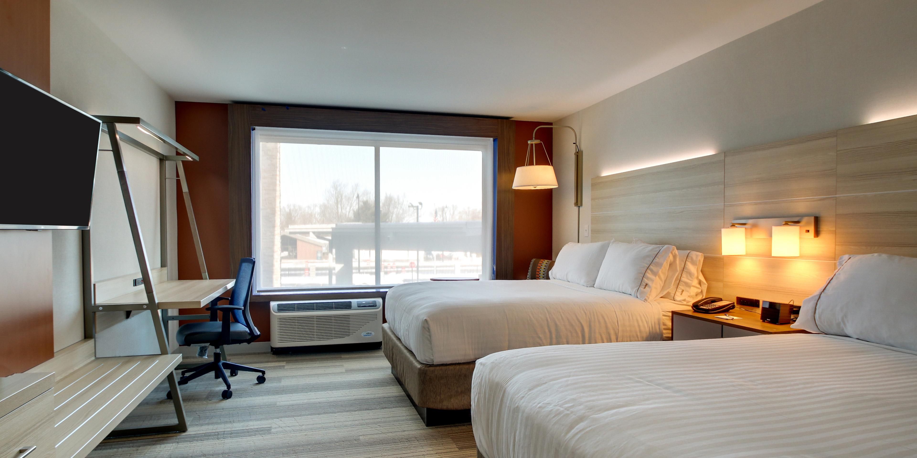 The Holiday Inn Express & Suites Lockport, IL features brand new guestrooms with free WiFi, flat screen TVs, microwaves, mini-refrigerators, and plenty of easily accessible outlets and USB connections.