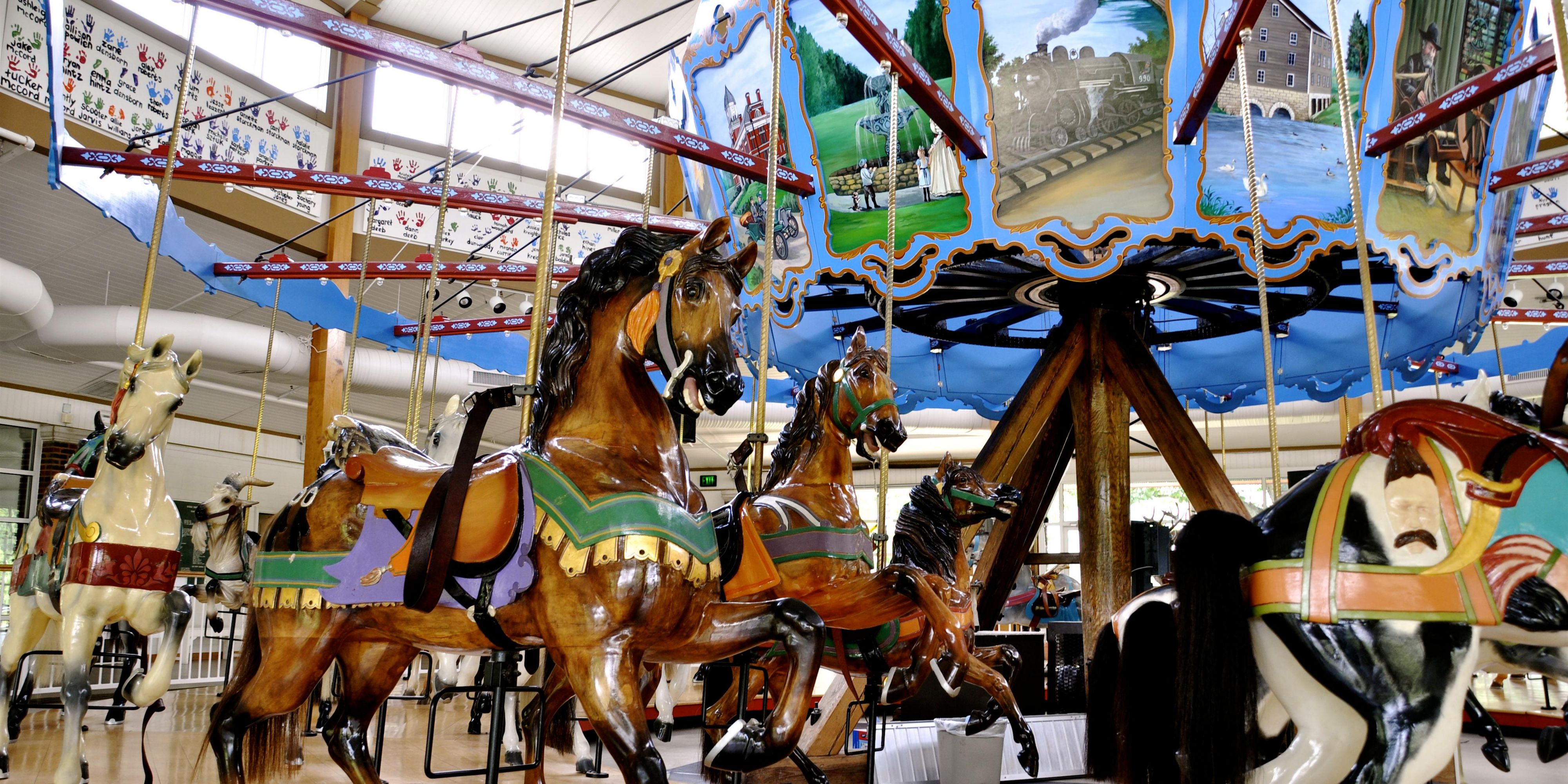 The Dentzel Carousel is a Historical Hand-Carved beauty everyone should visit for a ride.