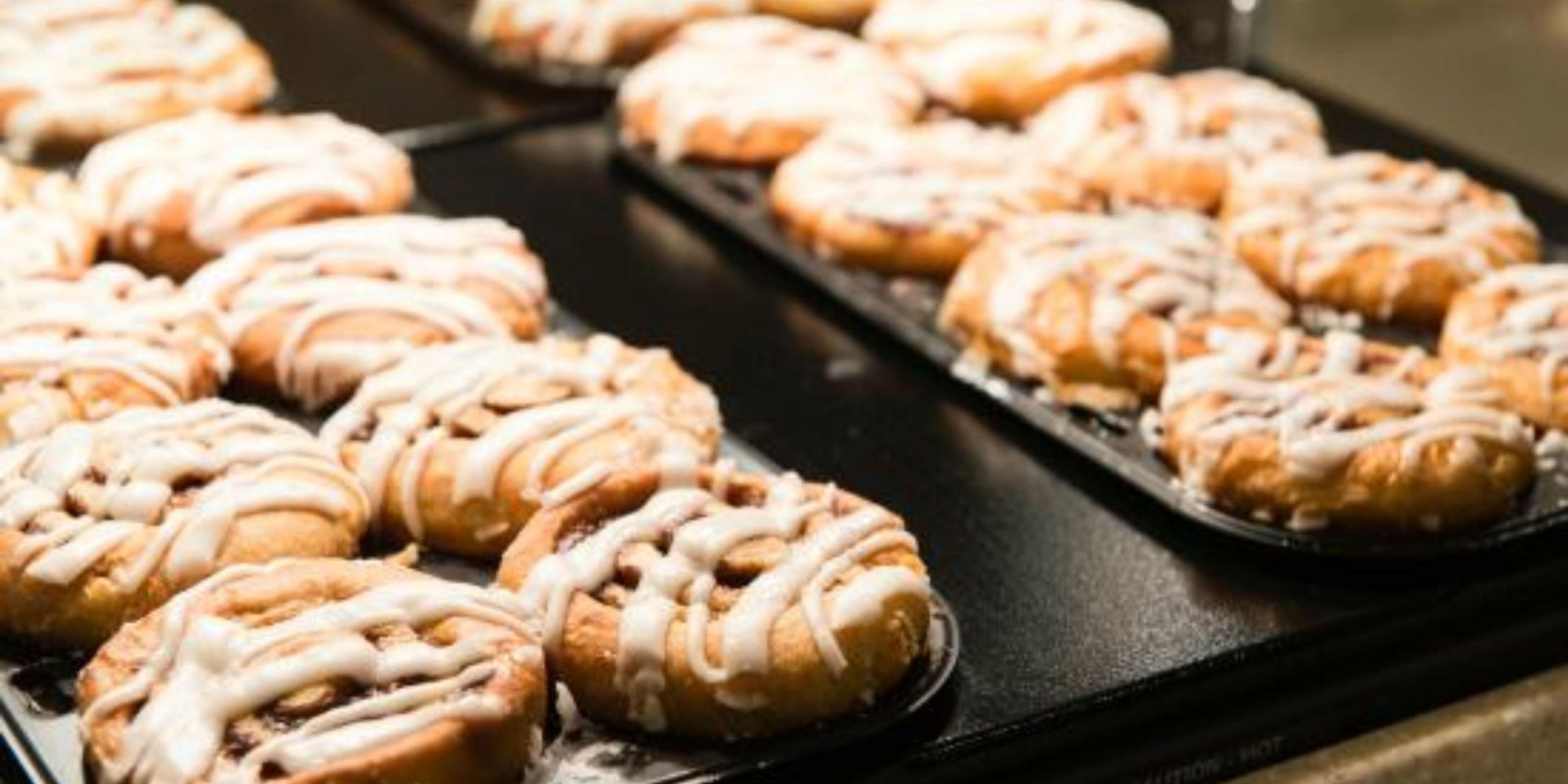 Enjoy our complimentary Express Start® Breakfast Bar with hot items including our signature cinnamon rolls.