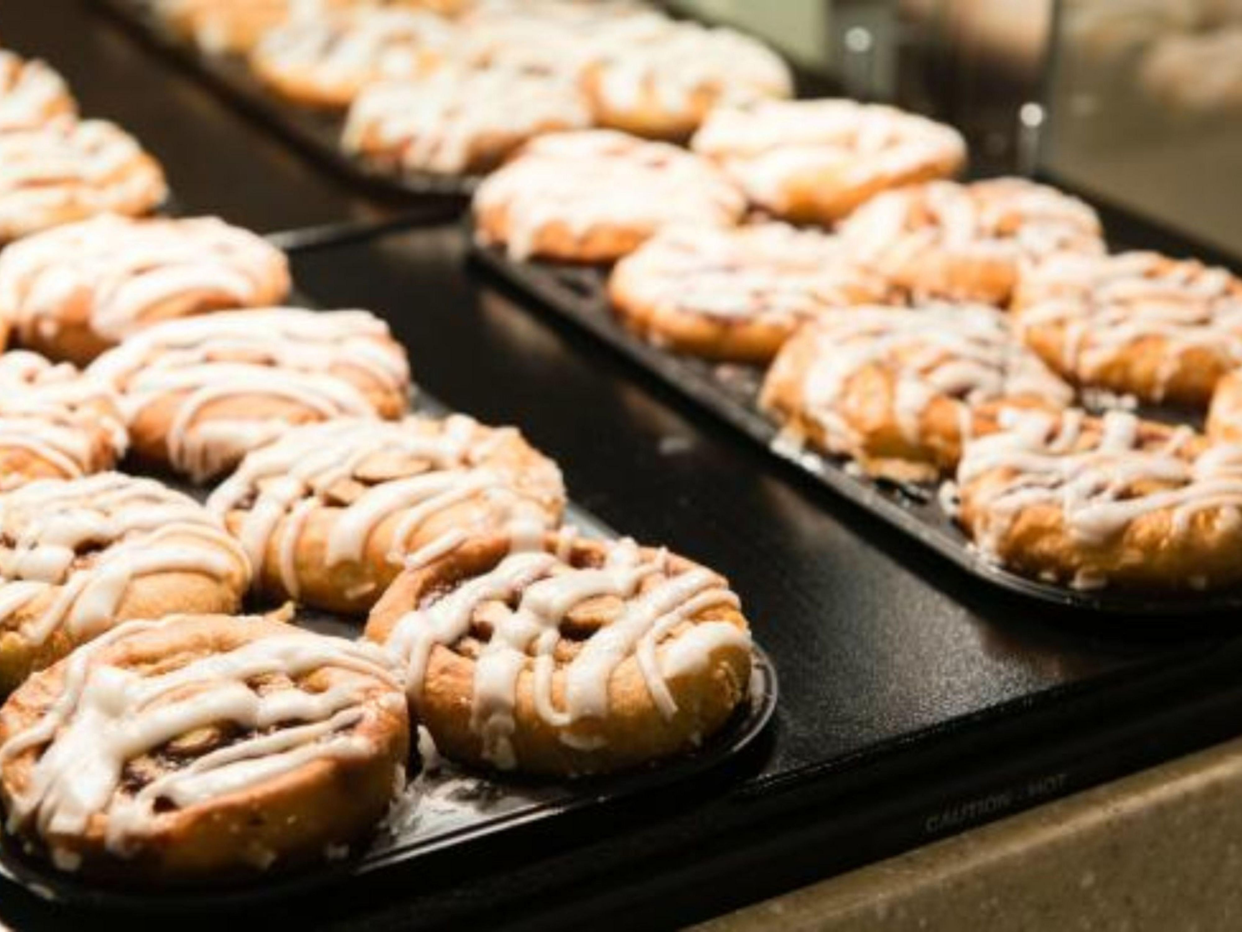 Enjoy our complimentary Express Start® Breakfast Bar with hot items including our signature cinnamon rolls.