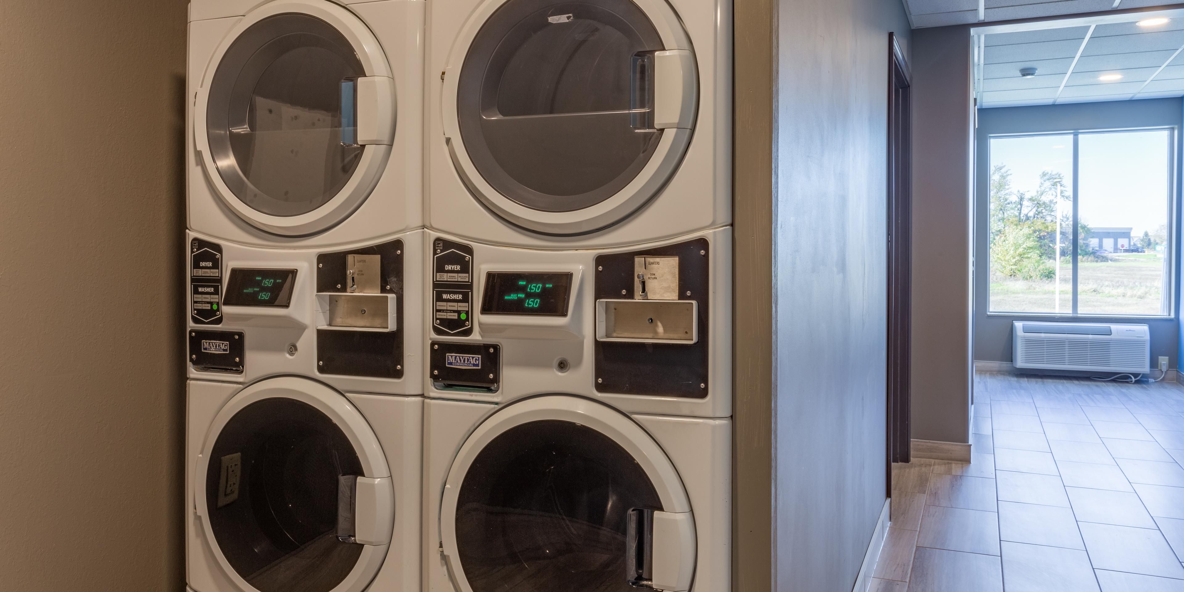 Staying longer than you planned or want to keep your travel bag to carry-on size, we have guest laundry machines available for your use.