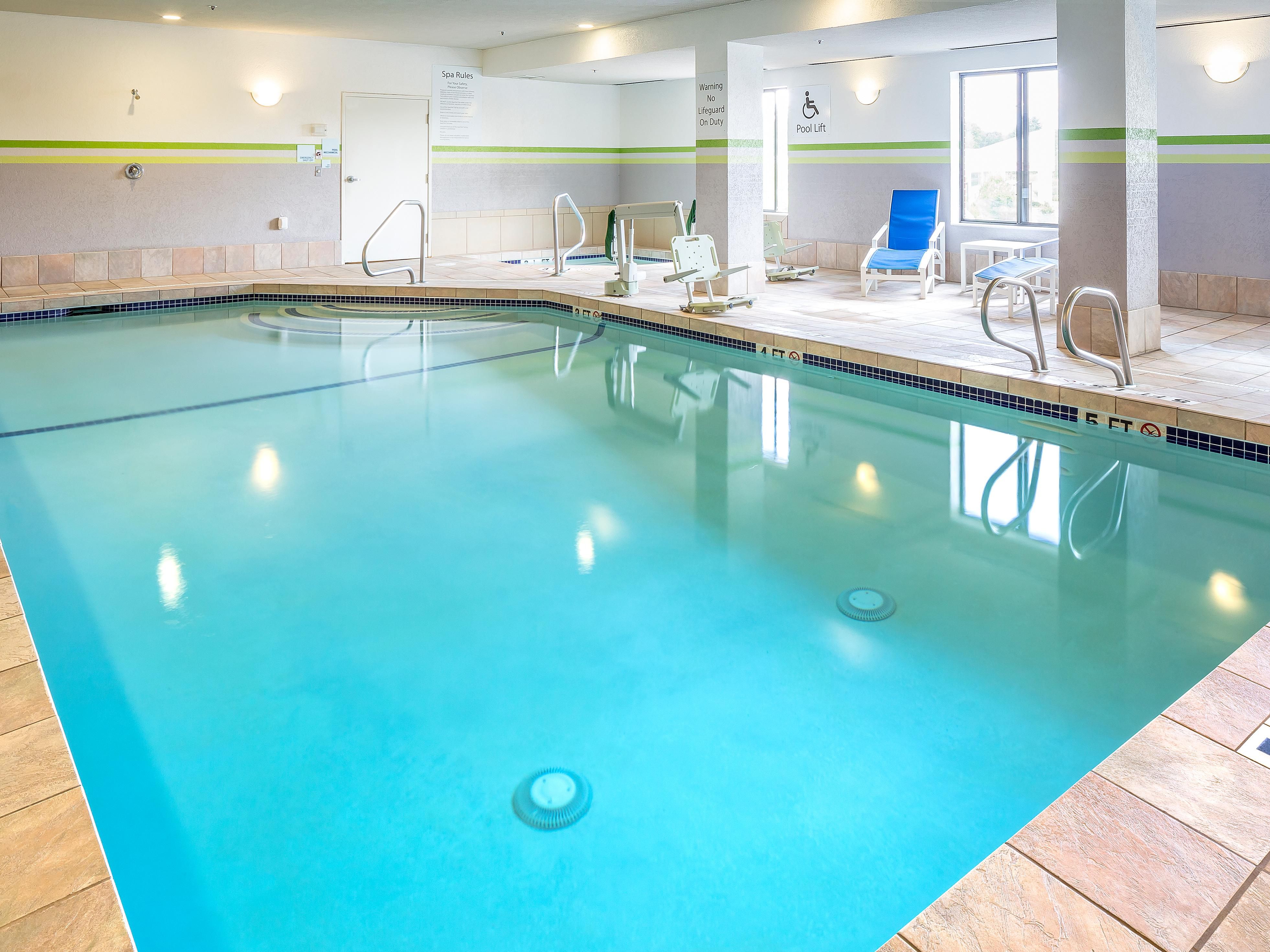 Check out our heated, indoor pool while visiting Manchester, NH. Try our whirlpool! Great for kids.