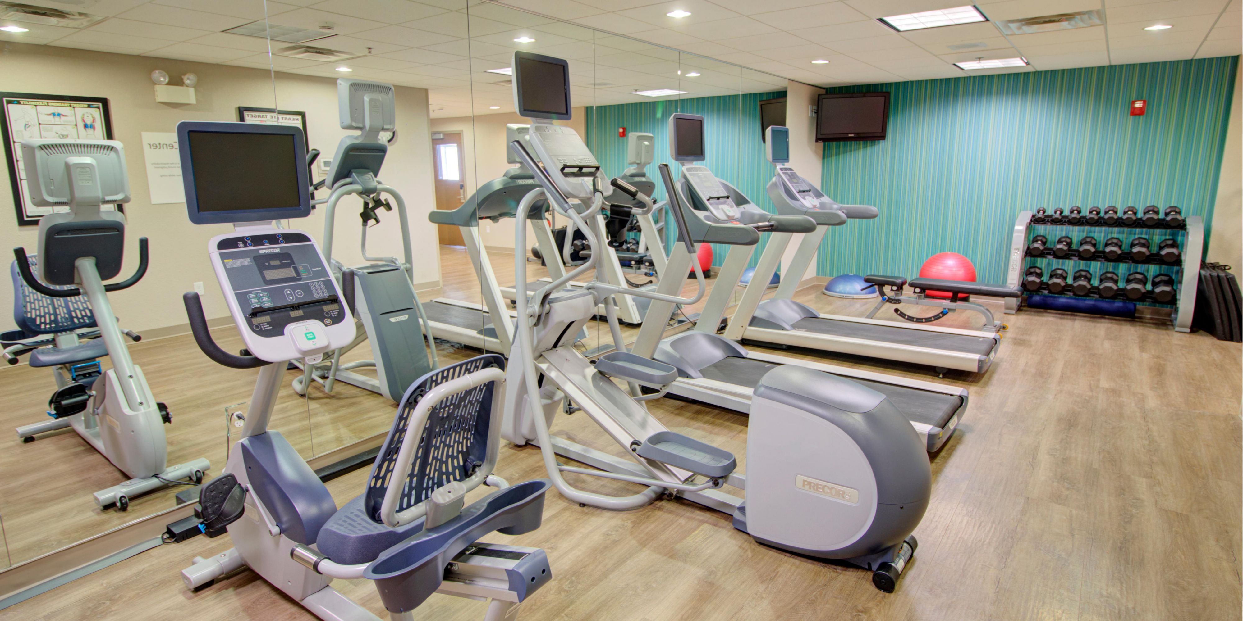 Check out our newly renovated fitness facility with Precor equipment and free weights!