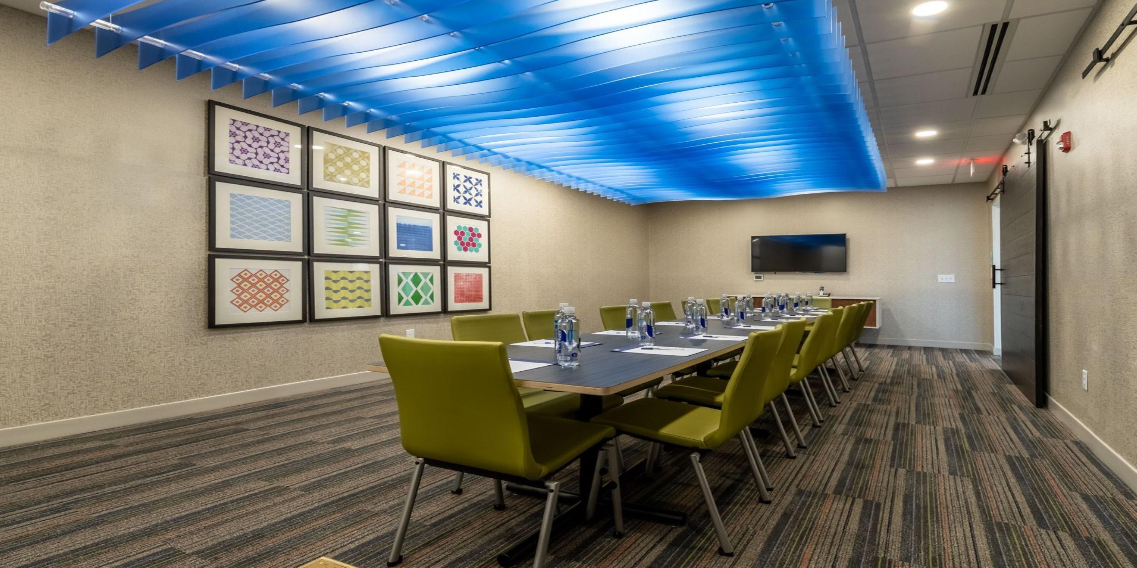 We have a small meeting room available for small parties (email hotel GM for pricing). The room will accommodate up to 25 people and can be set in a few ways with tables and chairs (included in room rental).