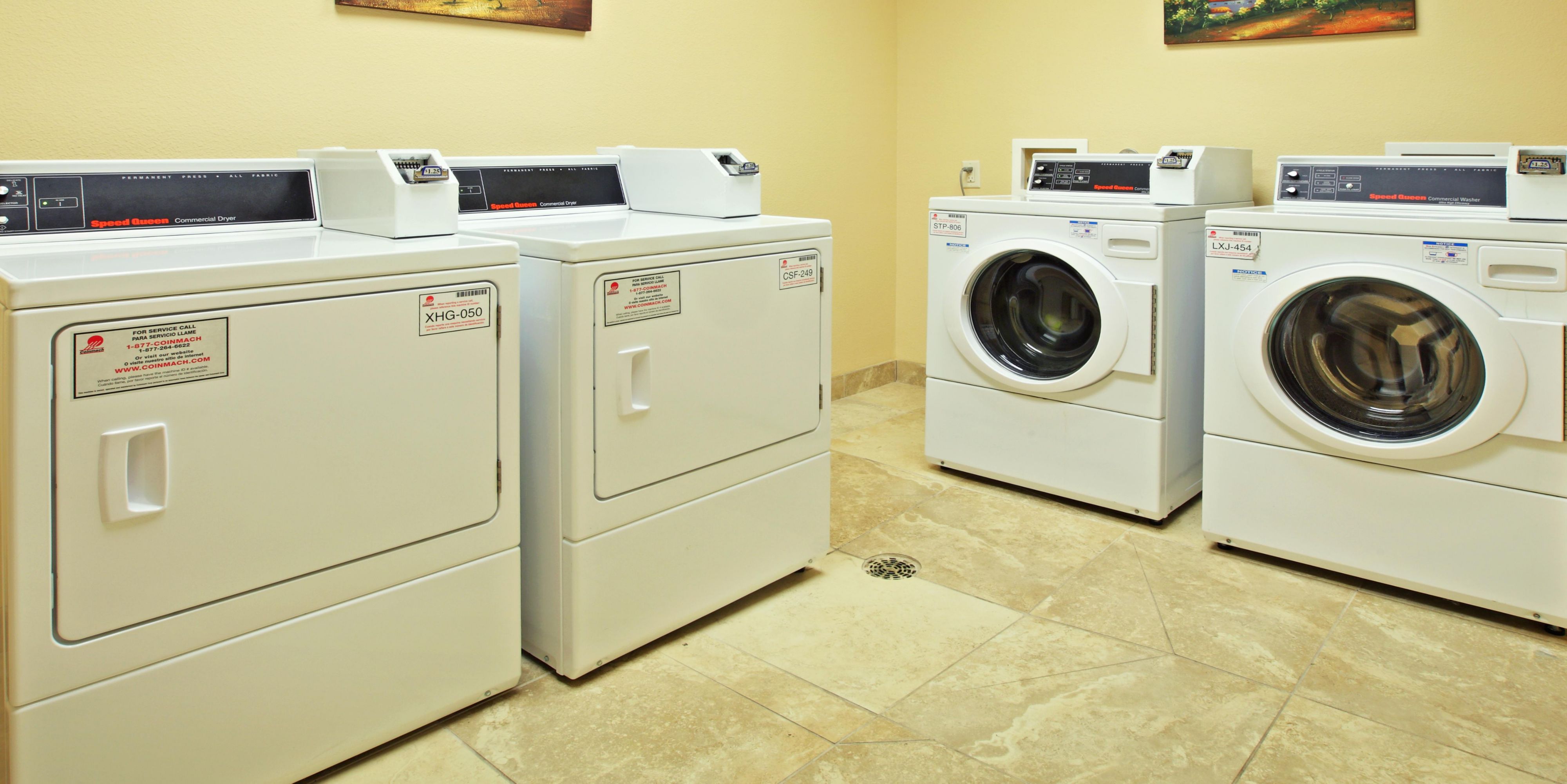 The Holiday Inn Express and Suites Marshall offers self-service, coin operated, guest laundry.