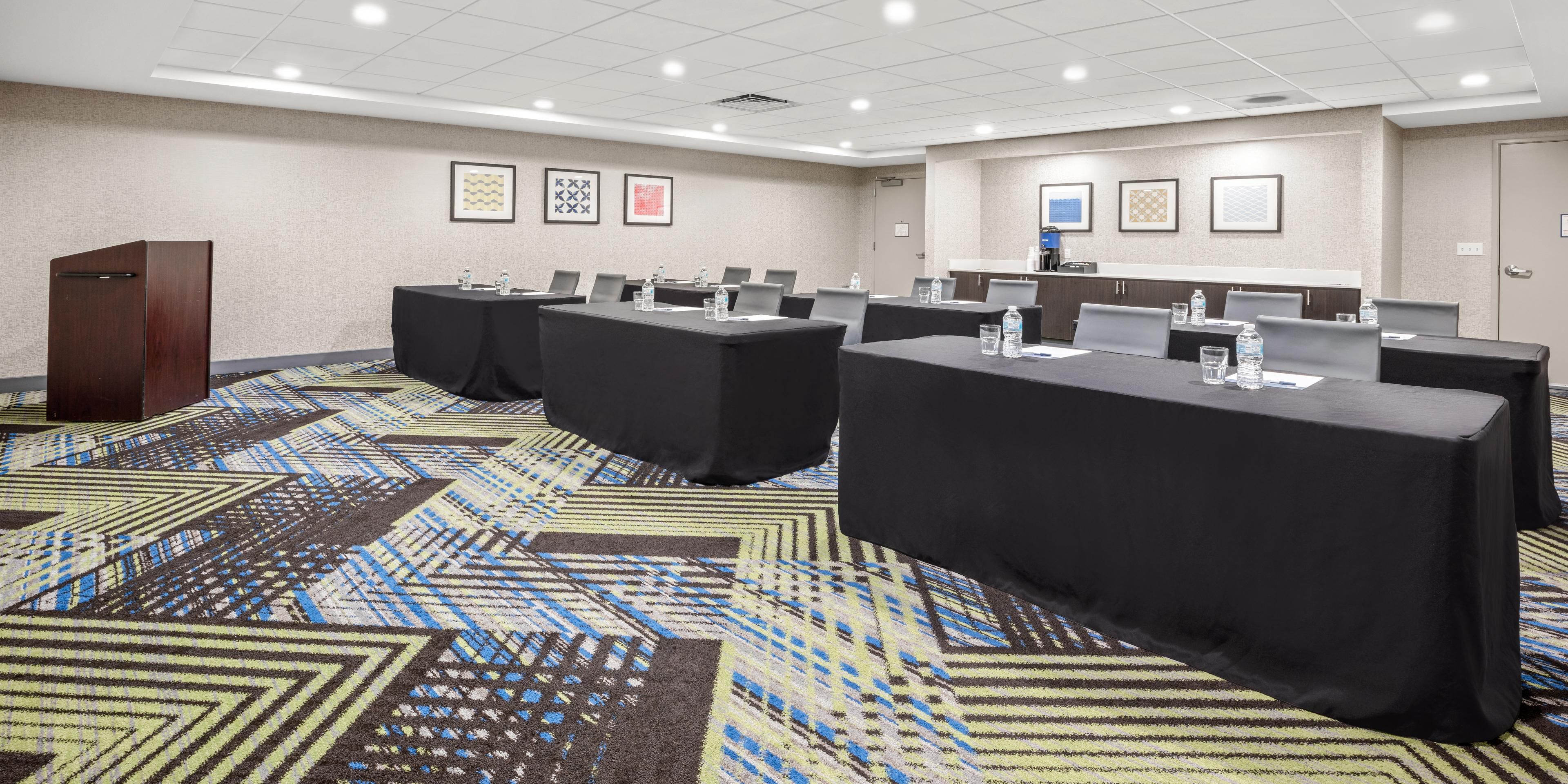 Planning a meeting or family gathering? We would love to be the host your special event, whether you are planning a business meeting, graduation, birthday celebration, etc. our Holiday Inn Express & Suites offer’s a combined total of 860 SF of spaces between our two meeting spaces. Let us take the stress out of planning and host your meeting. 