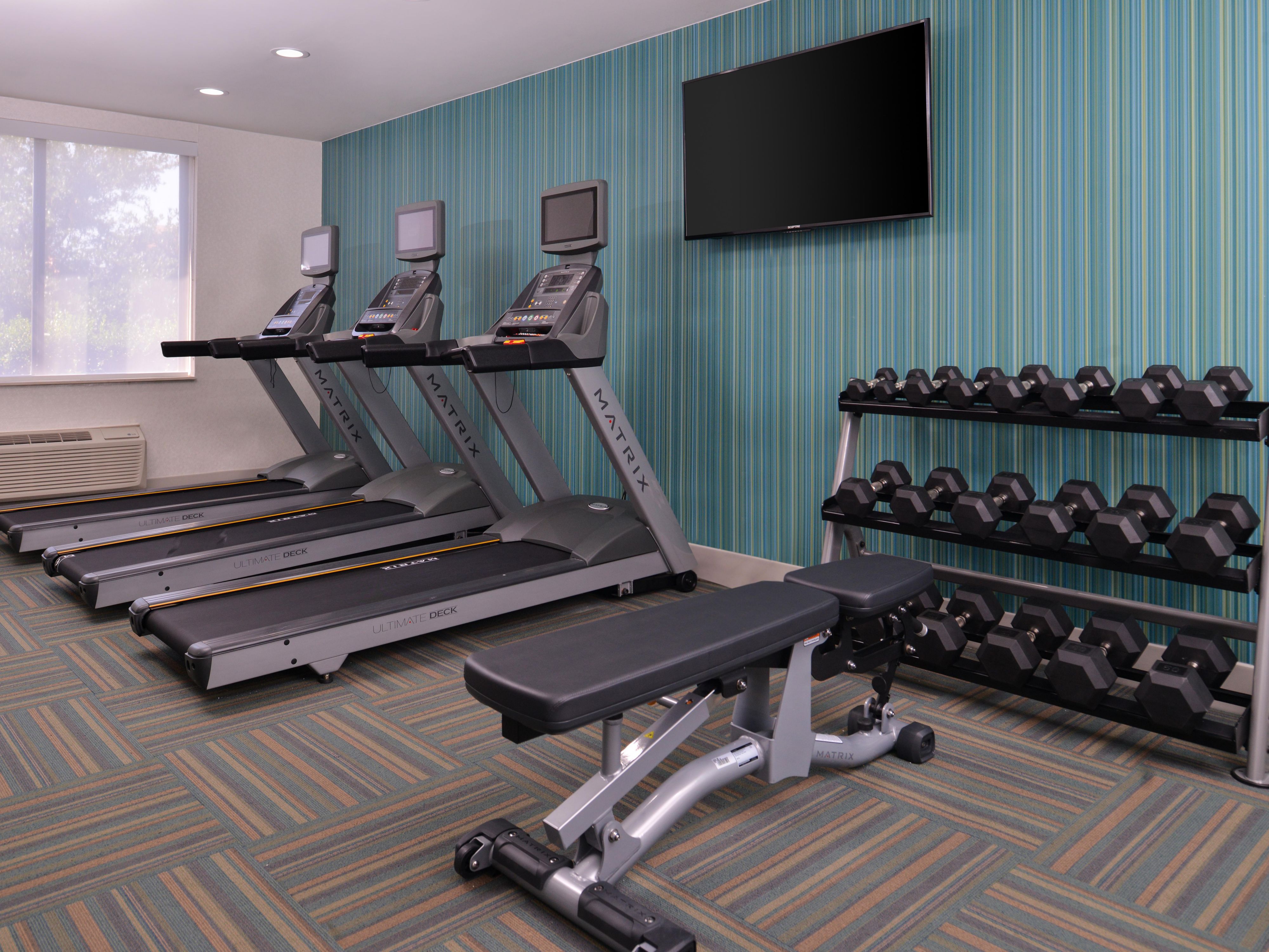 Fit travelers, don't sweat it, we've got you covered!  You're welcome to go for a swim in our heated indoor pool or enjoy an invigorating workout in our complimentary Fitness Center.  You'll find treadmills, elliptical machines, free weights or a stationary bicycle available just for you!  Stay smart and fit when you stay with us!