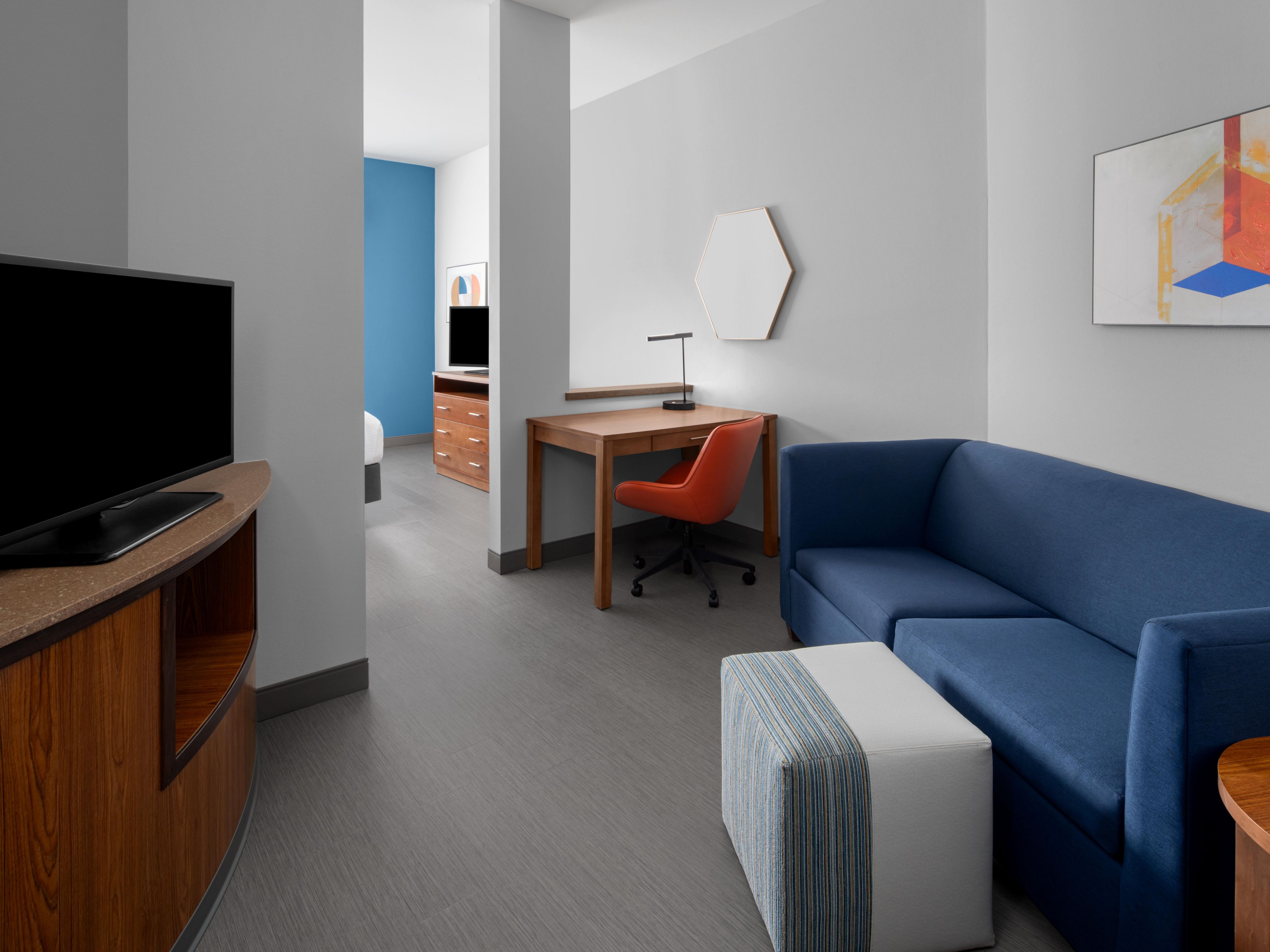 King Suite room offers a full size pull out sofa.