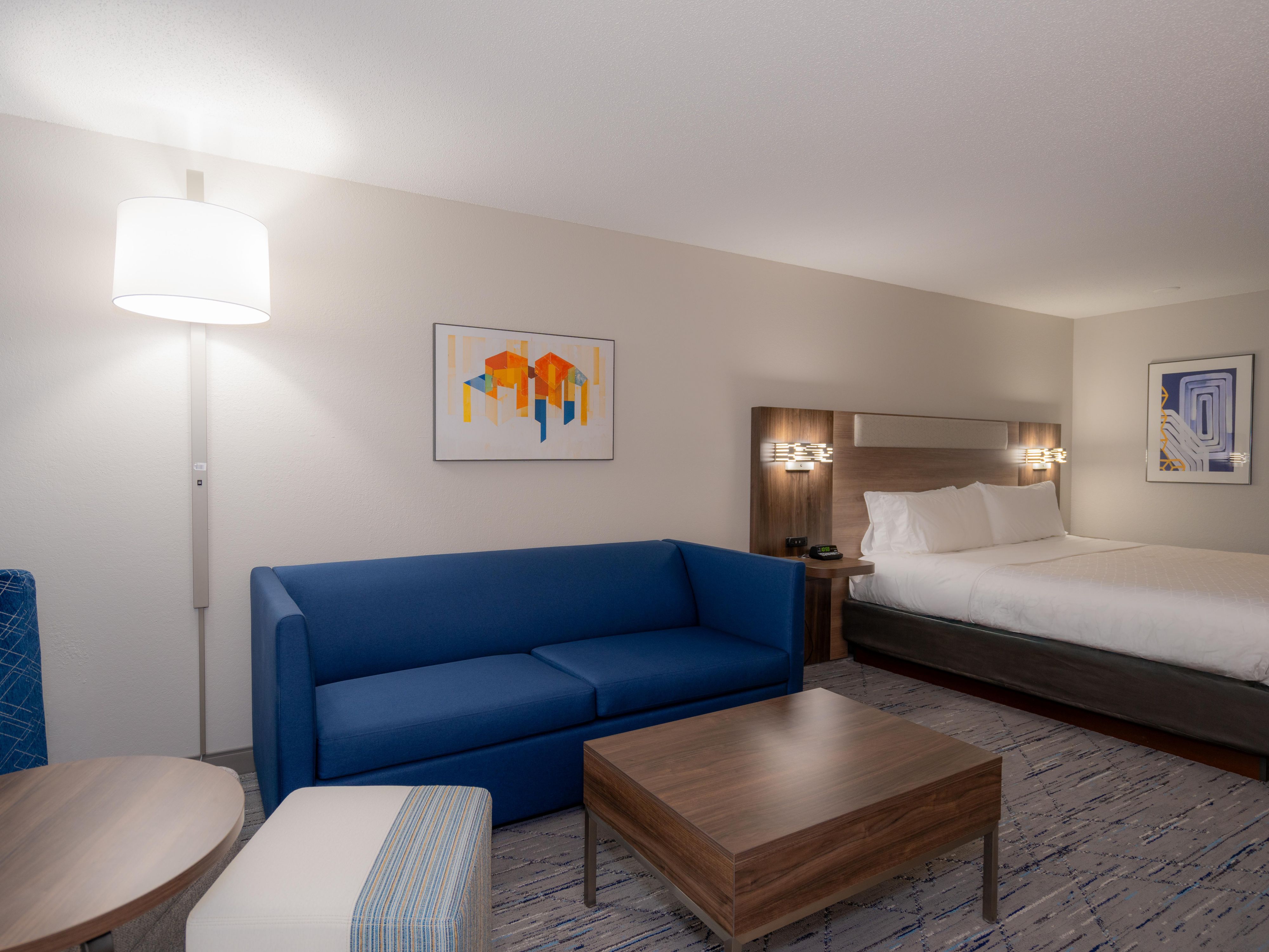 Families will enjoy the extra space of our King bed with sofa!