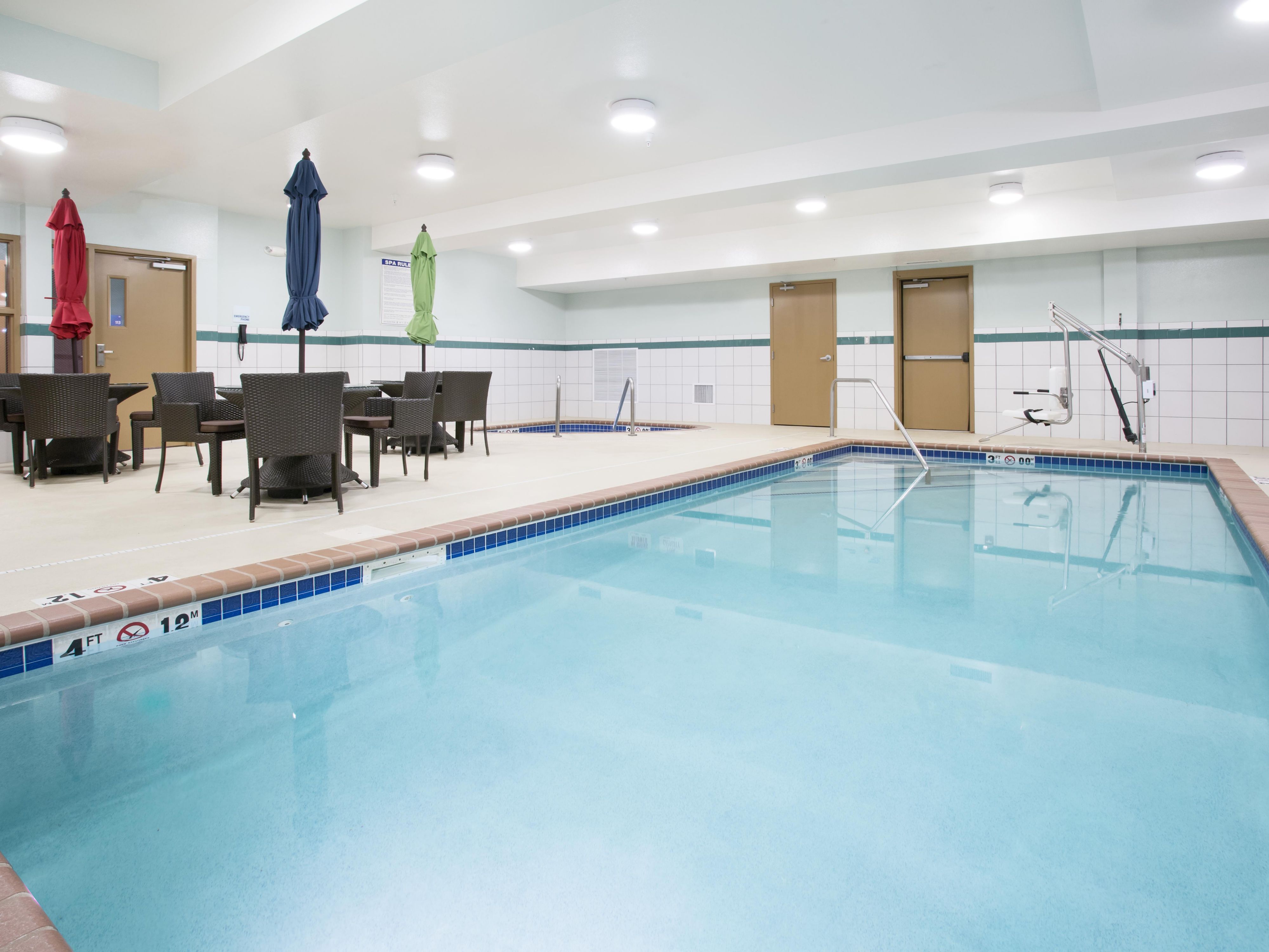 When staying with us, enjoy free use of our heated indoor pool and hot tub. If you need to get your workout in, use our complimentary fitness center complete with treadmill, elliptical, bike, and free weights.
