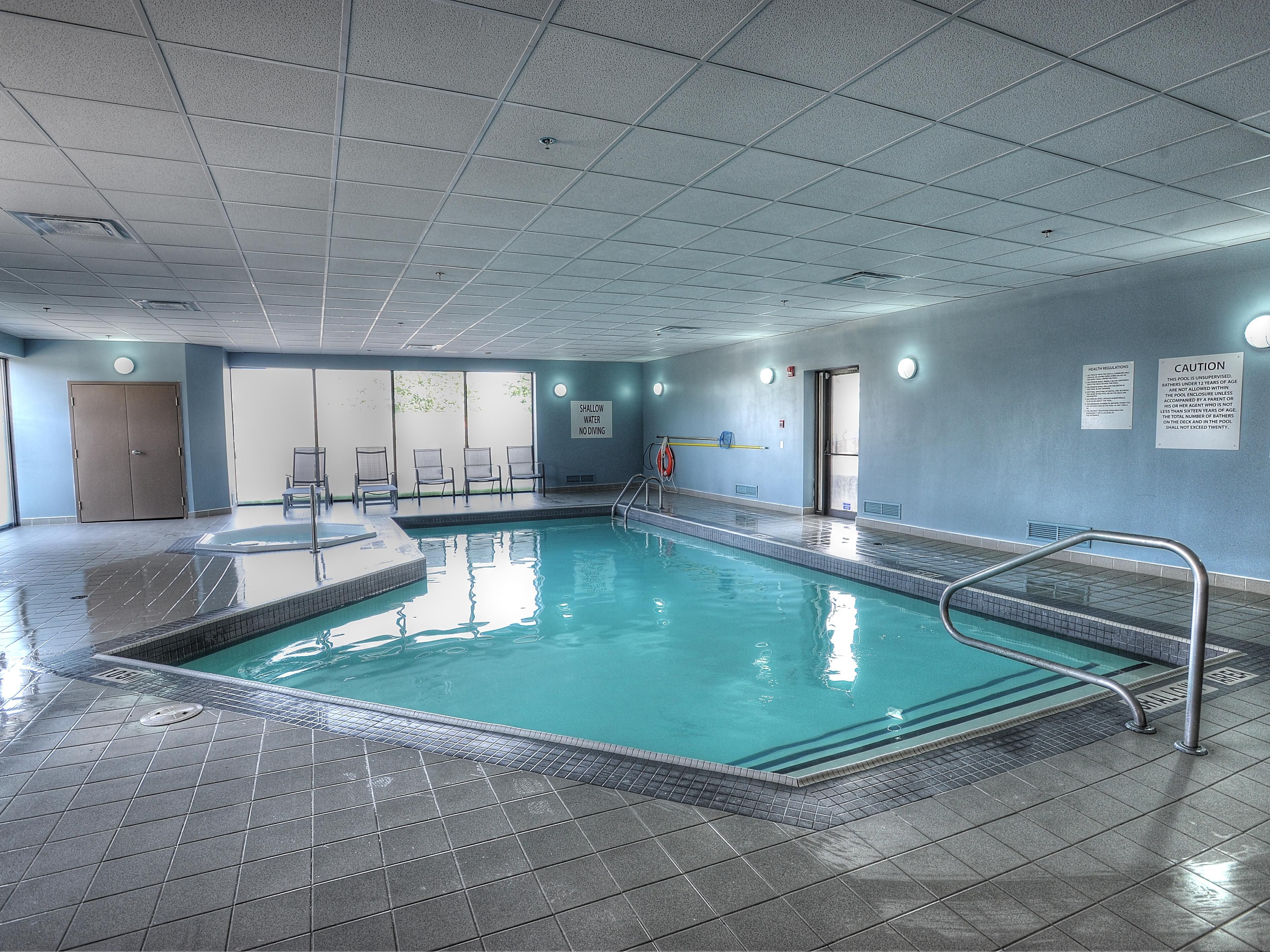 Take a moment to relax and rejuvenate in our year-round heated indoor pool and hot tub, open daily from 6:30 AM to 10:00 PM. Whether you're starting your morning with a refreshing swim or winding down with a soak after a busy day, our pool area is the perfect place for recreation and relaxation.