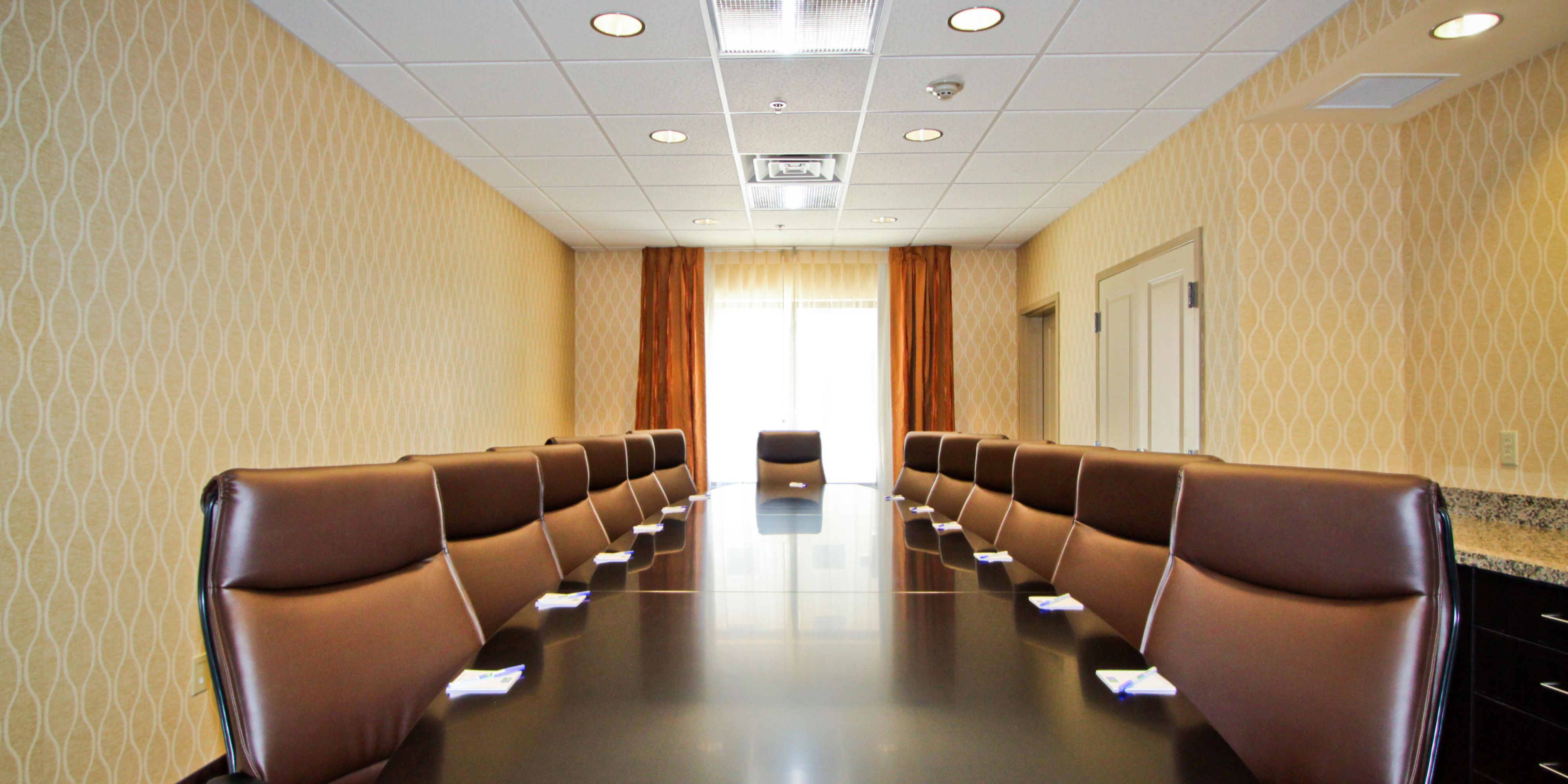 Our Executive Boardroom is ideal for small meetings or company interviews, with complimentary wireless internet and seating for up to 14 attendees. Audio/Visual, beverage services, and snacks are all available. For pricing and availability contact CJ Getty at cgetty@inntrusted.com or call directly at (406) 982-7406.
